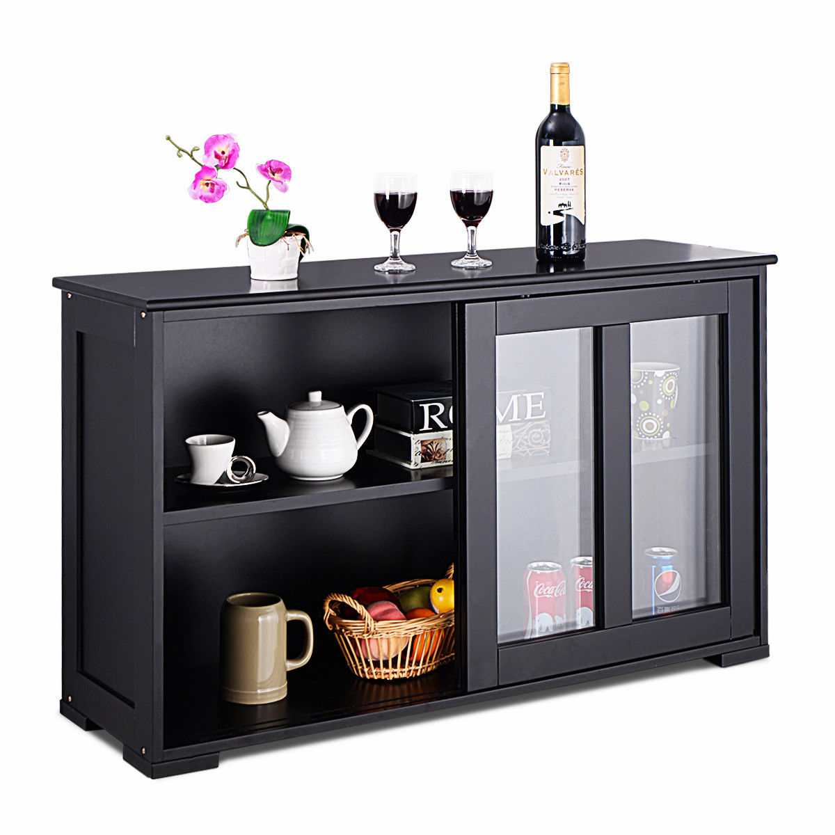 Photos - Storage Сabinet Costway Kitchen Buffet Storage Cupboard with Sliding Door -  Storage Cabinet Sidebo HW53867 