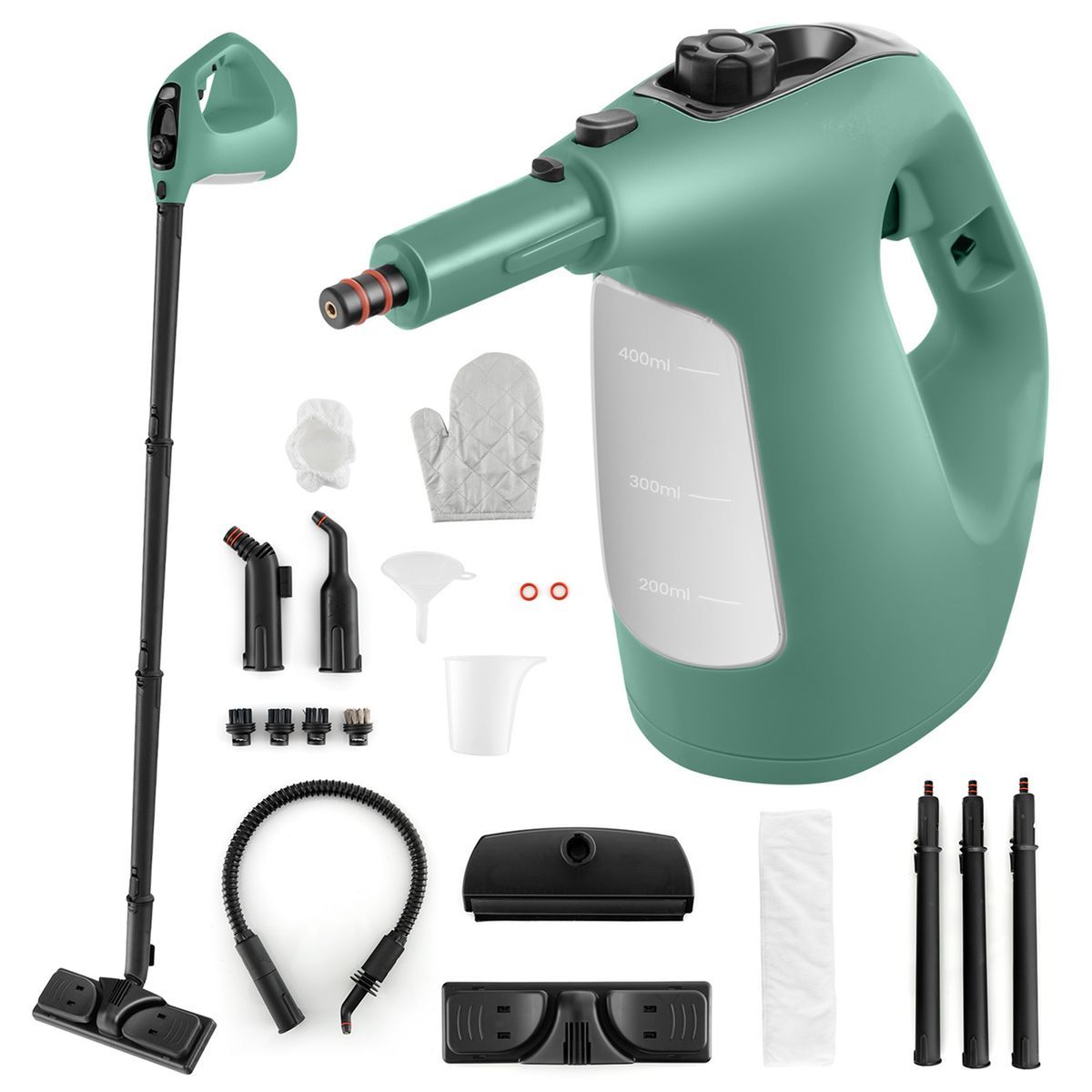 1400W Handheld Steam Cleaner with 17-Piece Accessory Kit - Cleaner Steam Mop-Green