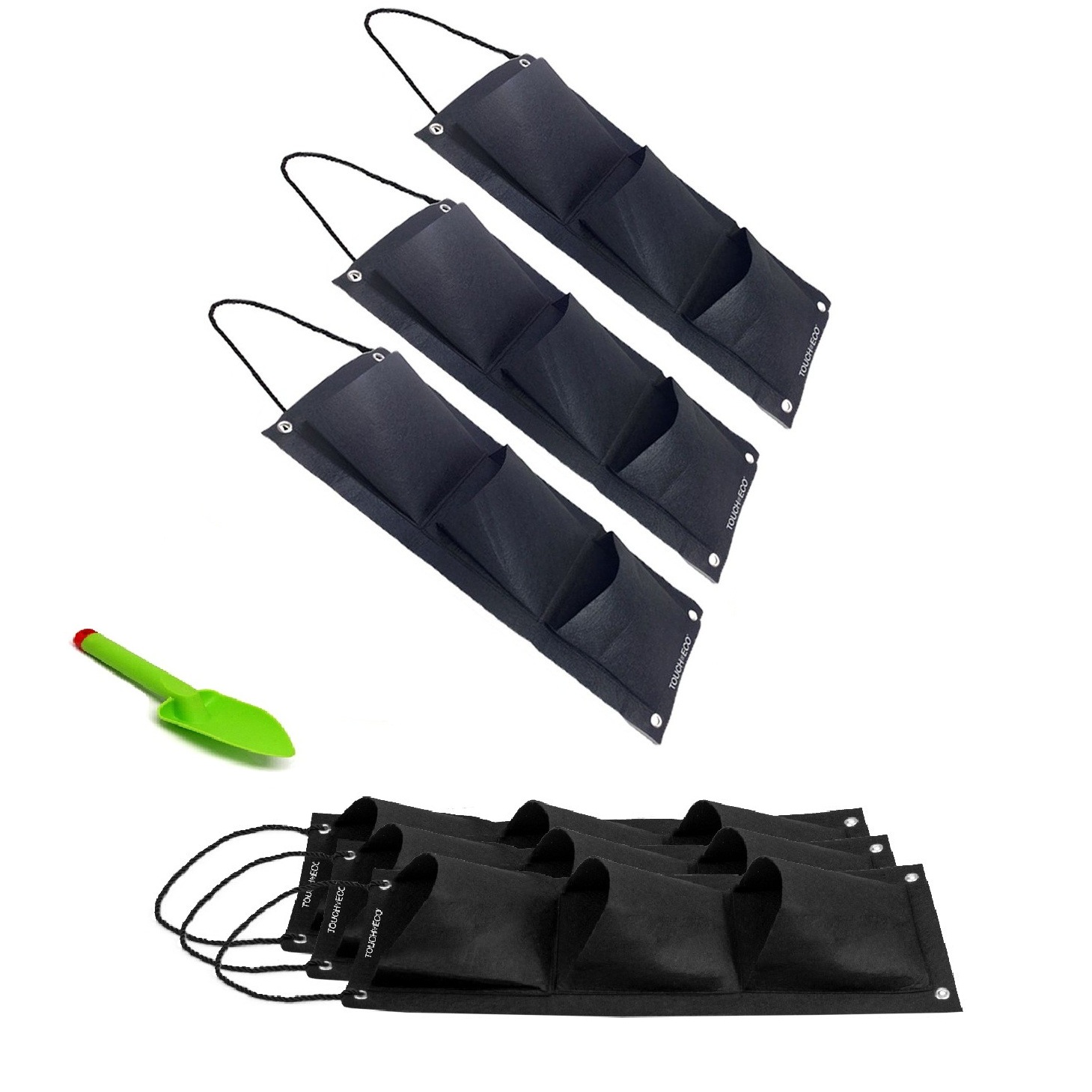 Eco-Friendly 3-Pocket Hanging Garden Planter Bag (2-, 4-, or 6-Pack) - Hanging Garden Planter Bag - 6 Pk-image-SKU14212504