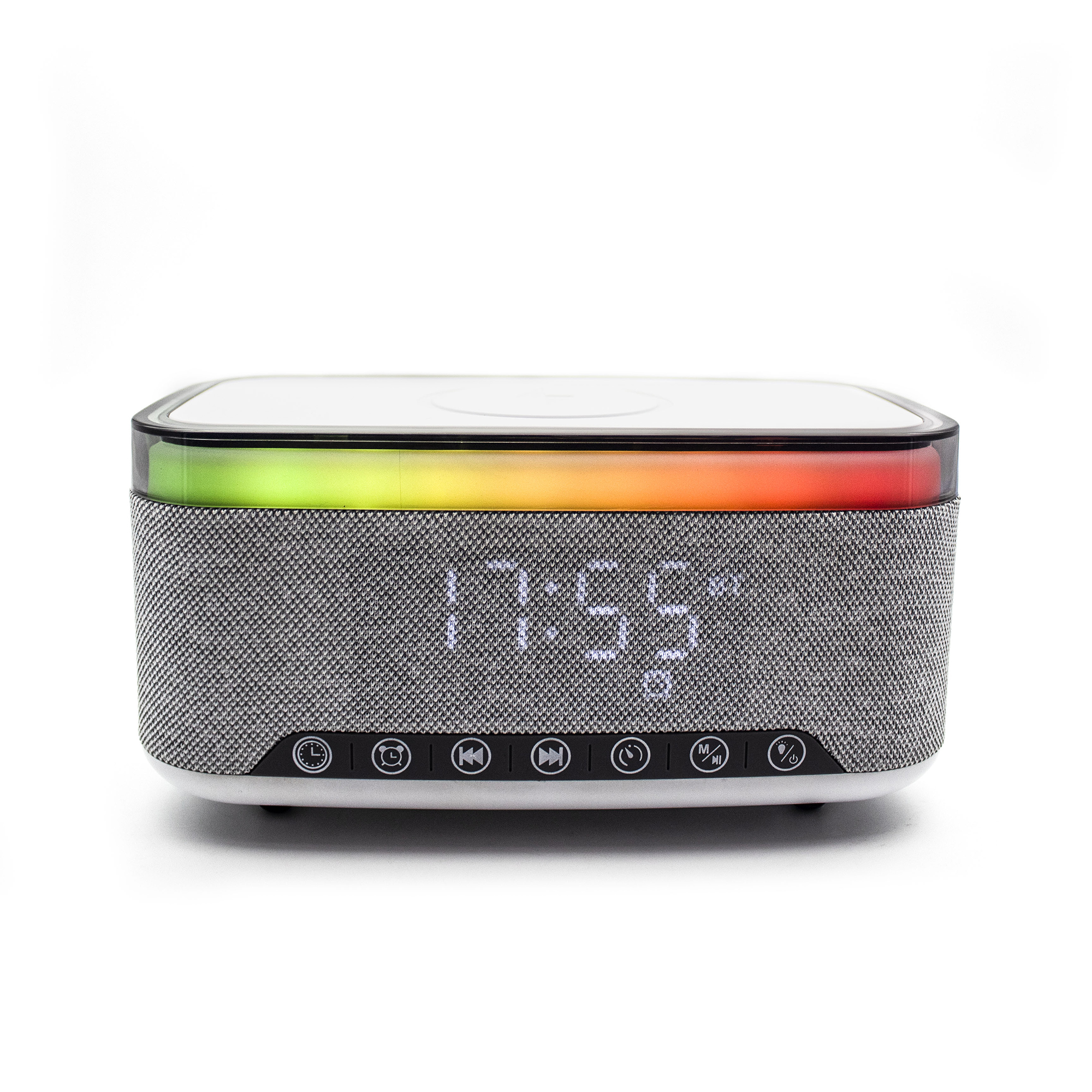 Photos - Wall Clock Zummy Wireless Charger Clock with Speaker - Grey ZTWC059GY