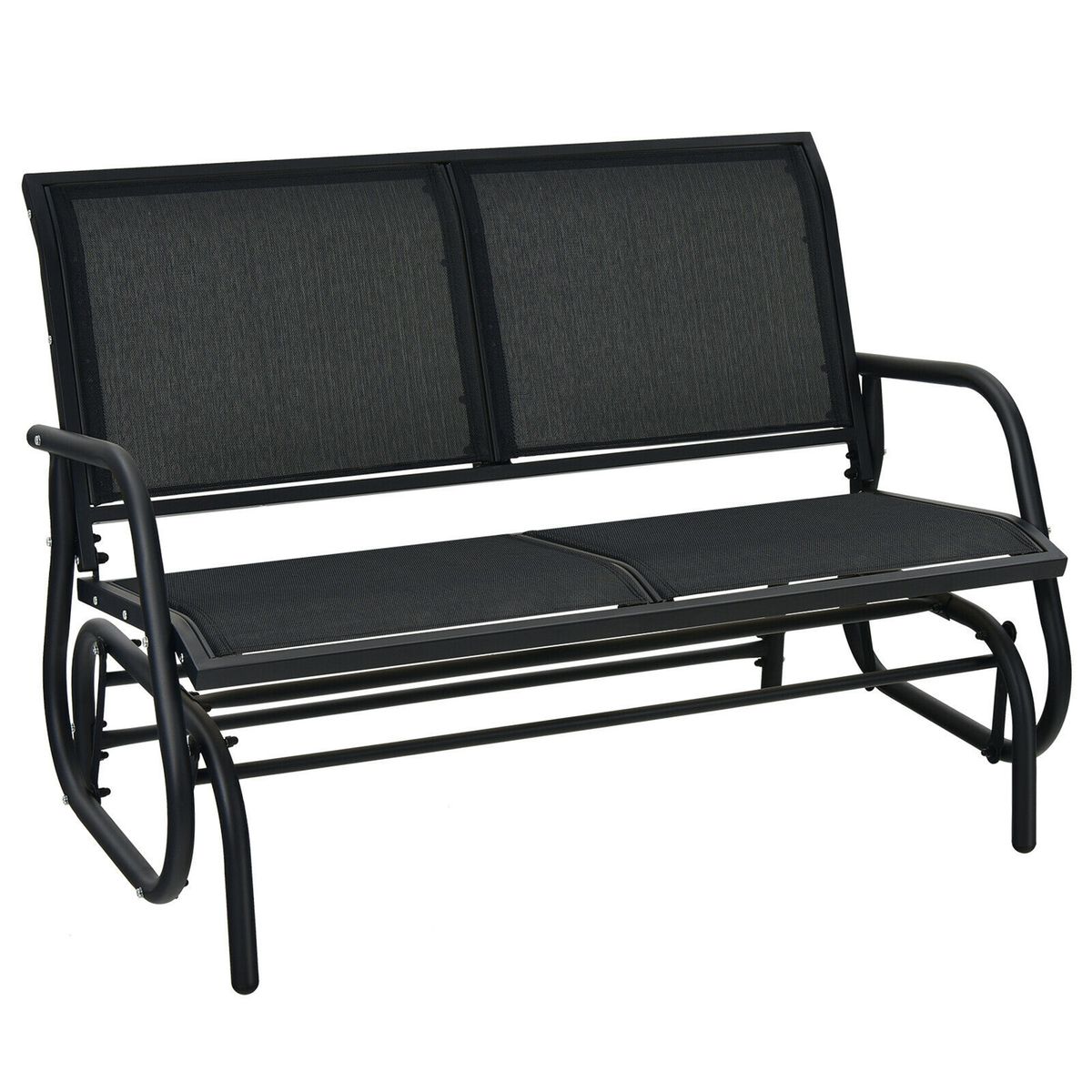 Spacious Steel-frame Patio Glider - Glider Bench-Black