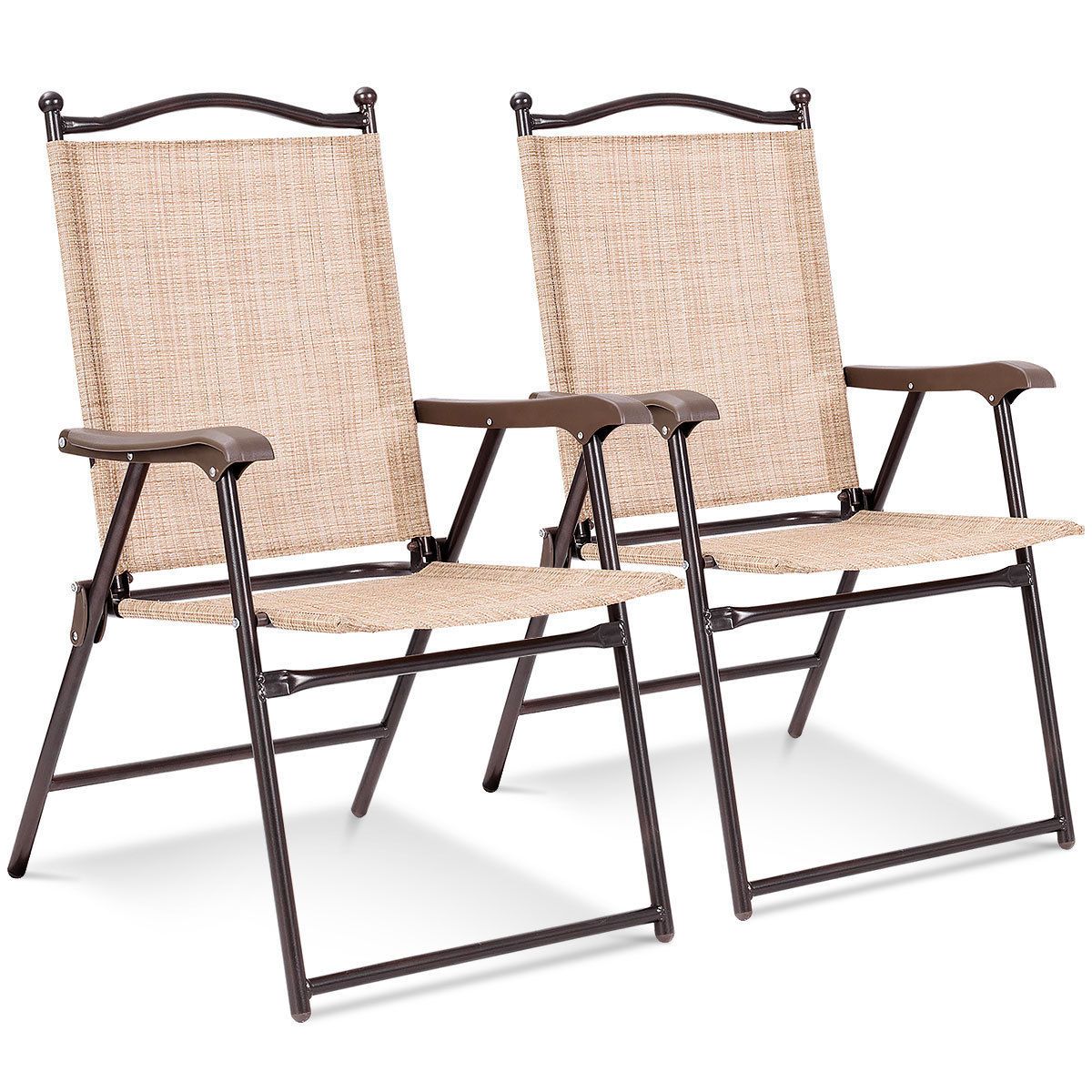 Patio Folding Sling Back Chair (2-Pack) - Folding Chairs-Yellow
