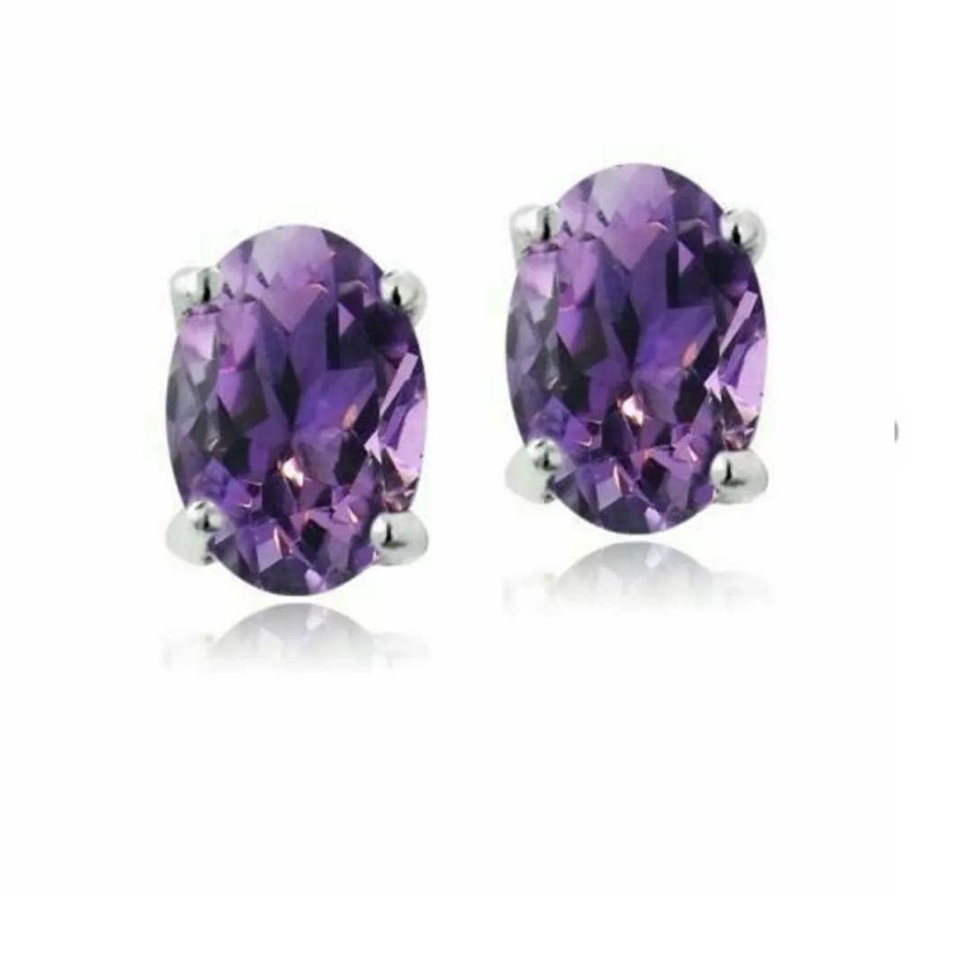 Crystal Amethyst Earrings - Swarovski Crystal Oval Amethyst Earrings