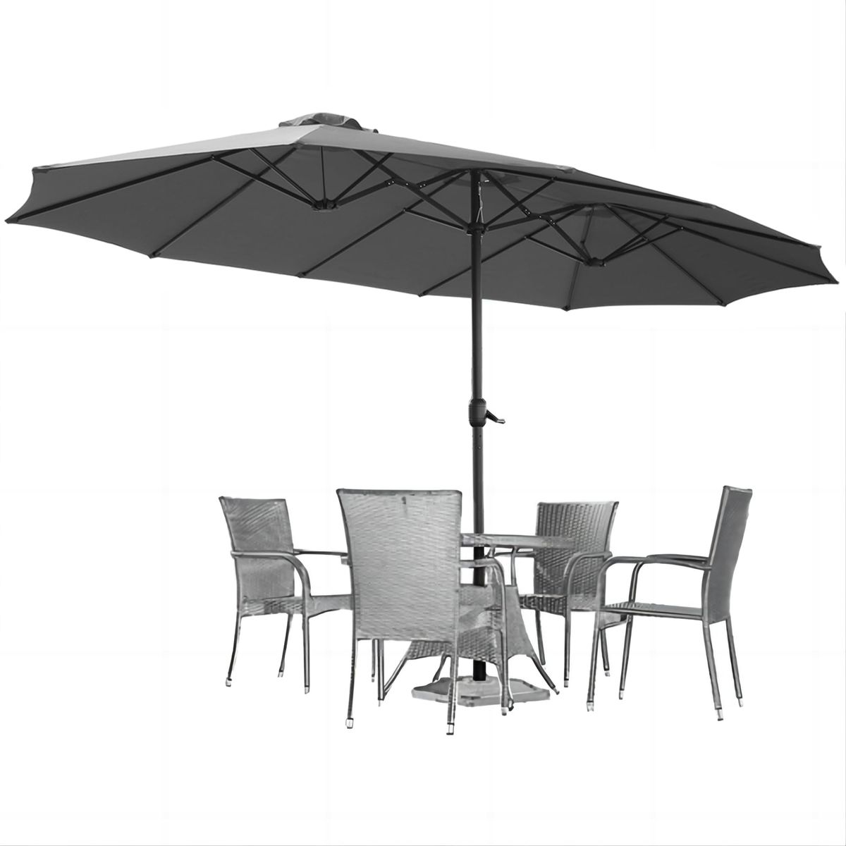 15x9 Foot Outdoor Double-Sided Patio Umbrella - Dark Grey