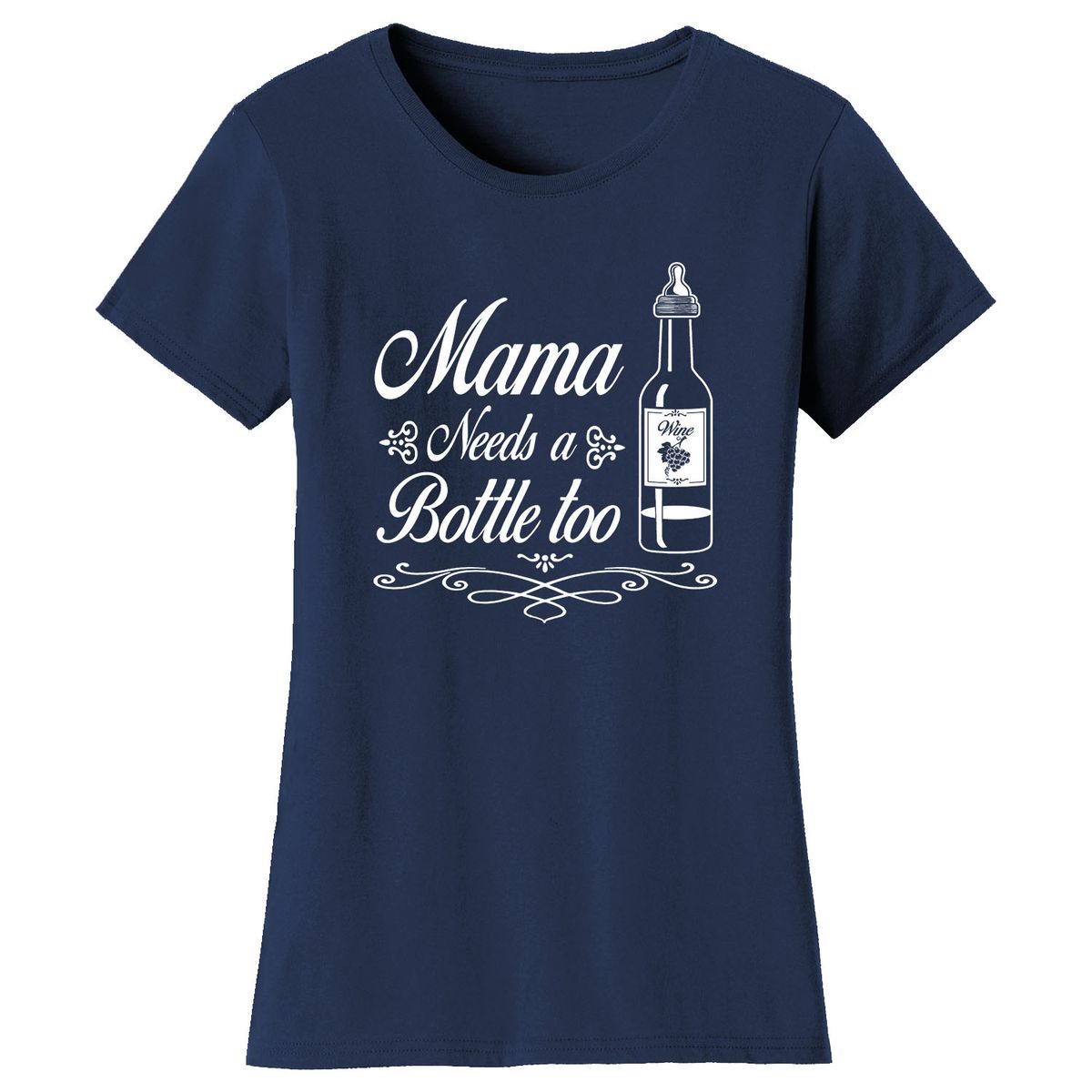 Women’s Mom Humor T-Shirt - Bottle - Navy / L
