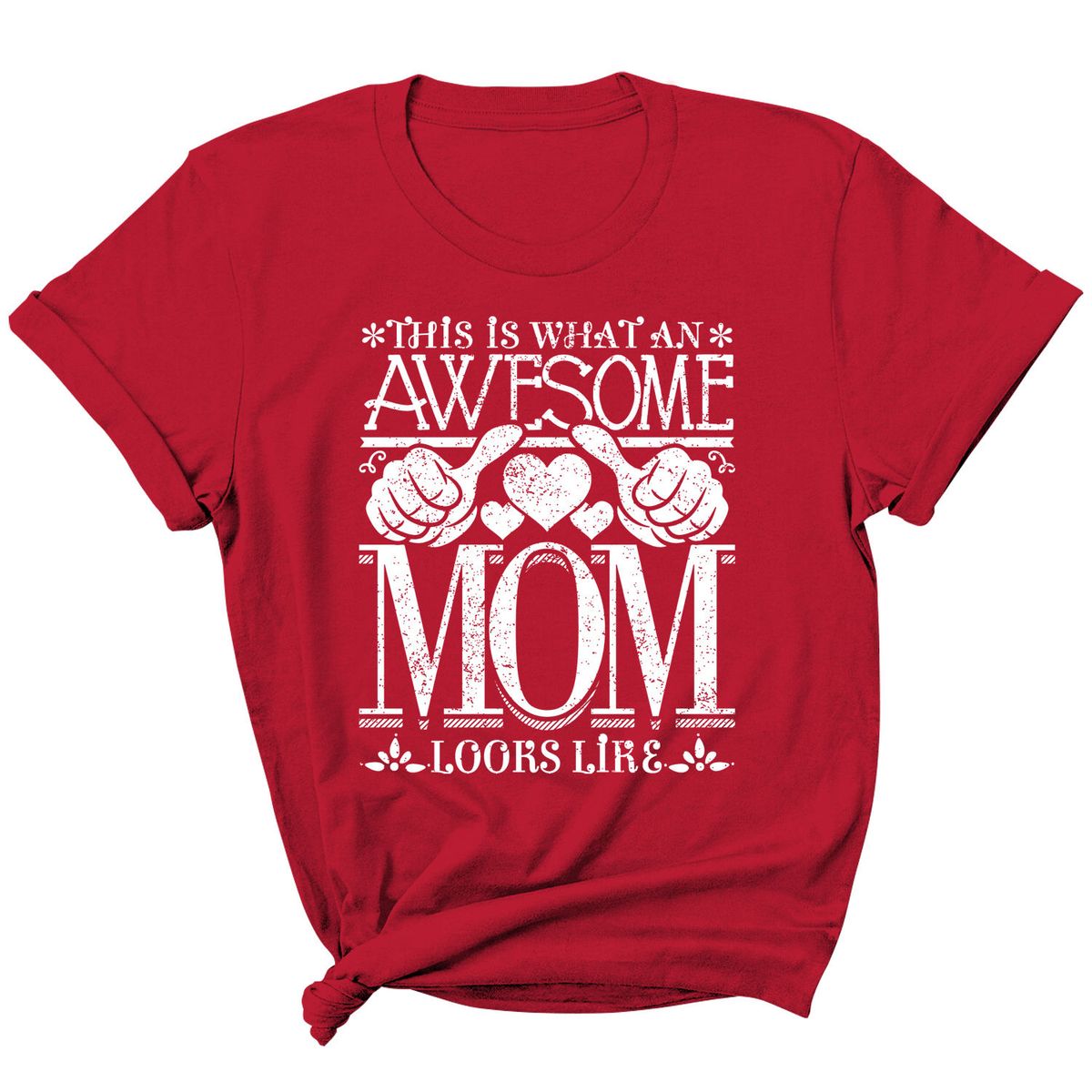 Women's "Awesome Mom/ Grandma Looks Like" T-Shirt - Mom - Red / 2XL