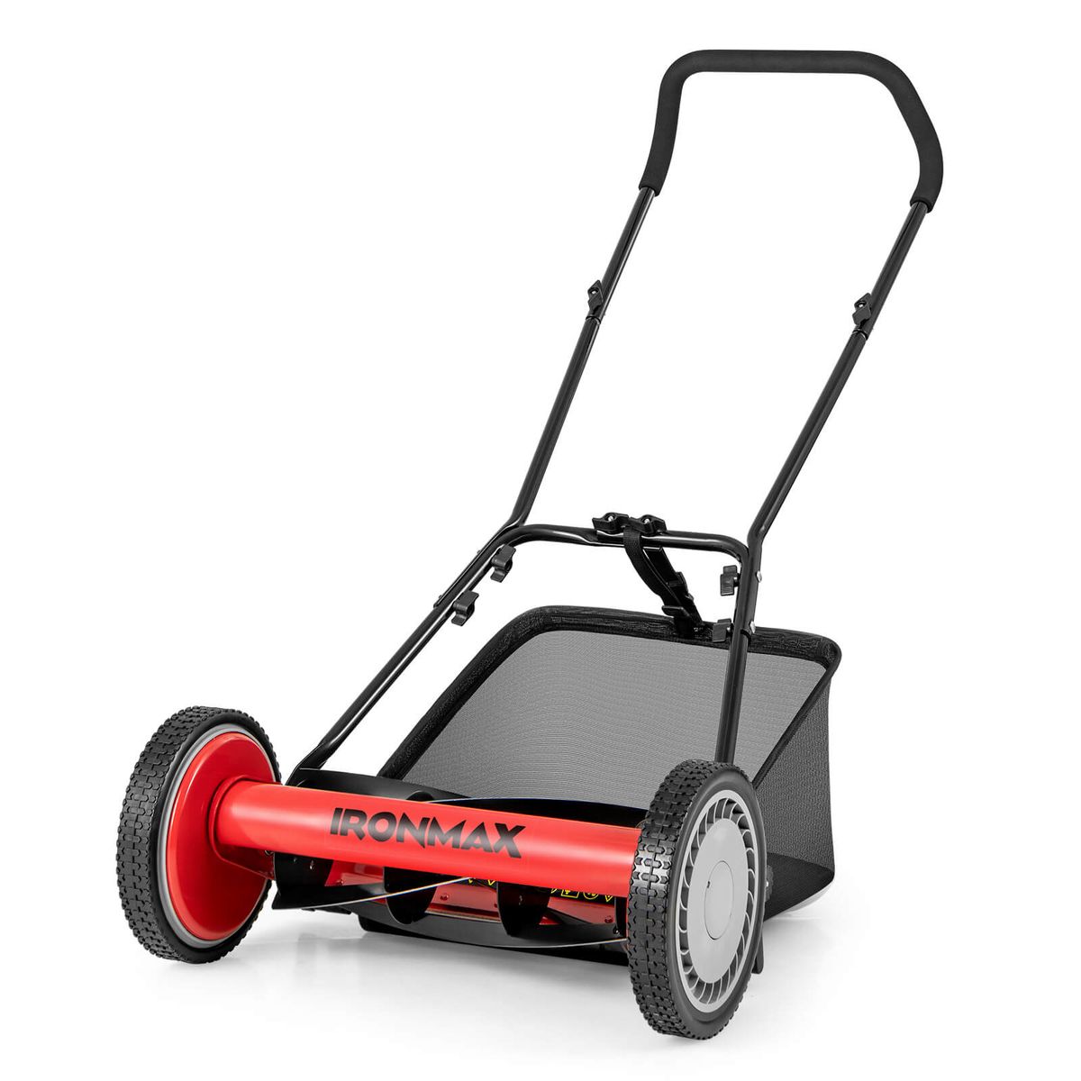 Ironmax 16" Push Lawn Mower with 5-Blades and Grass Catcher - Lawn Mower -Red-image-SKU14662745