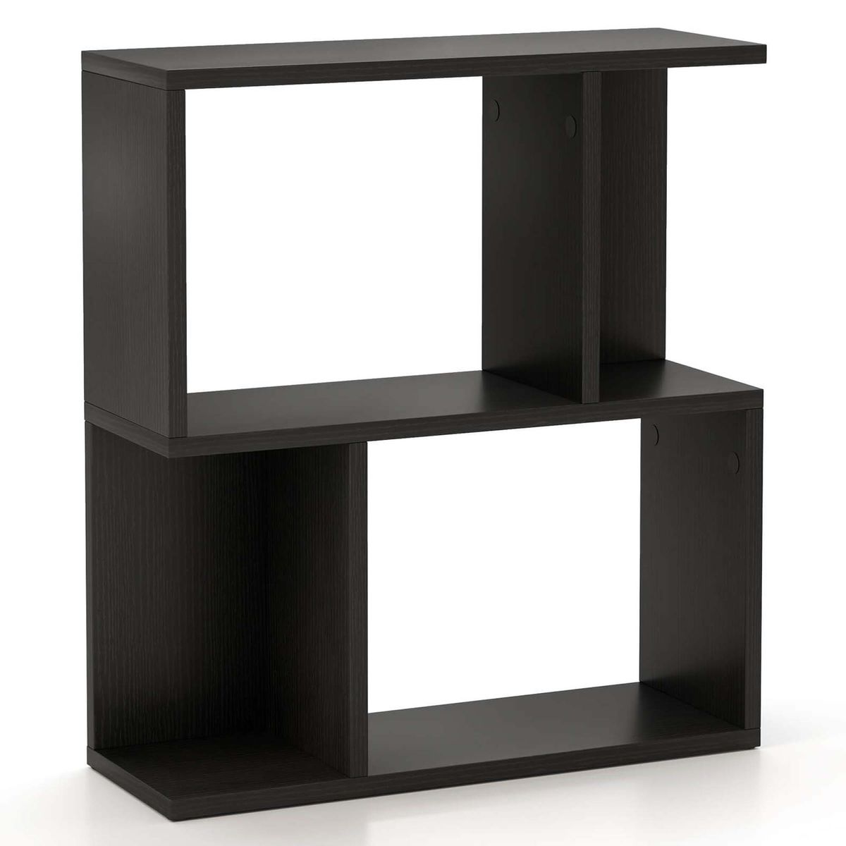 3-Tier Geometric Bookcase Side Table with Open Storage - Bookshelf-1 Black