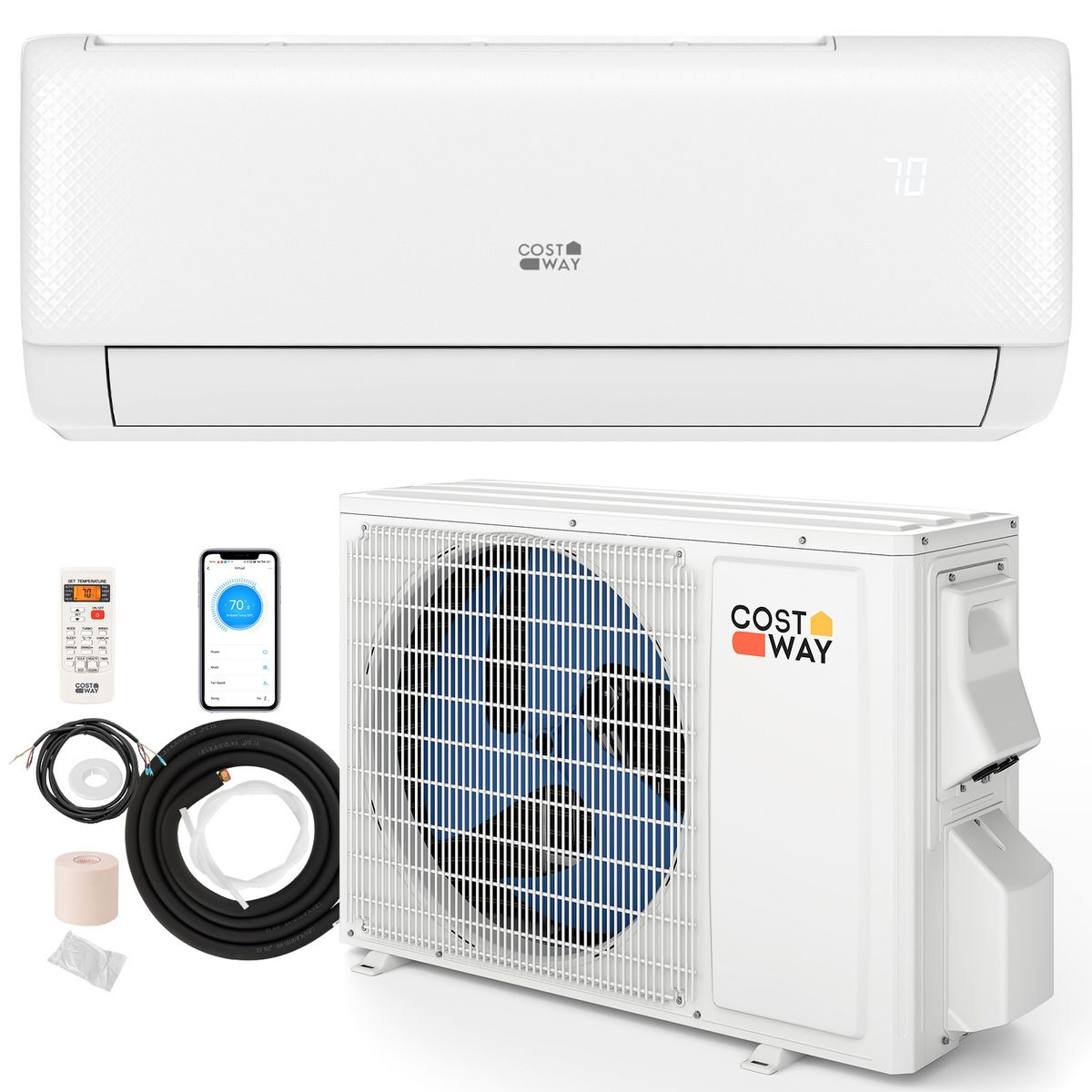 12000BTU WiFi Enabled Mini Split 22 SEER2 115V Inverter Air Conditioner  Air ConditionerWhite