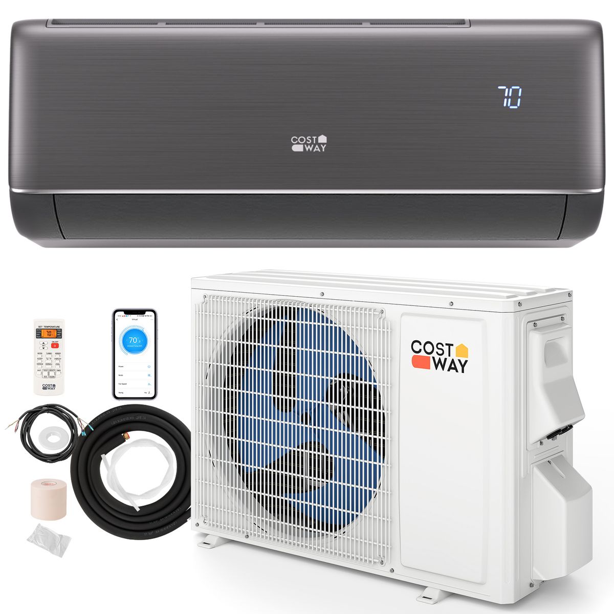 12000BTU WiFi Enabled Mini Split 22 SEER2 115V Inverter Air Conditioner  Air ConditionerGray