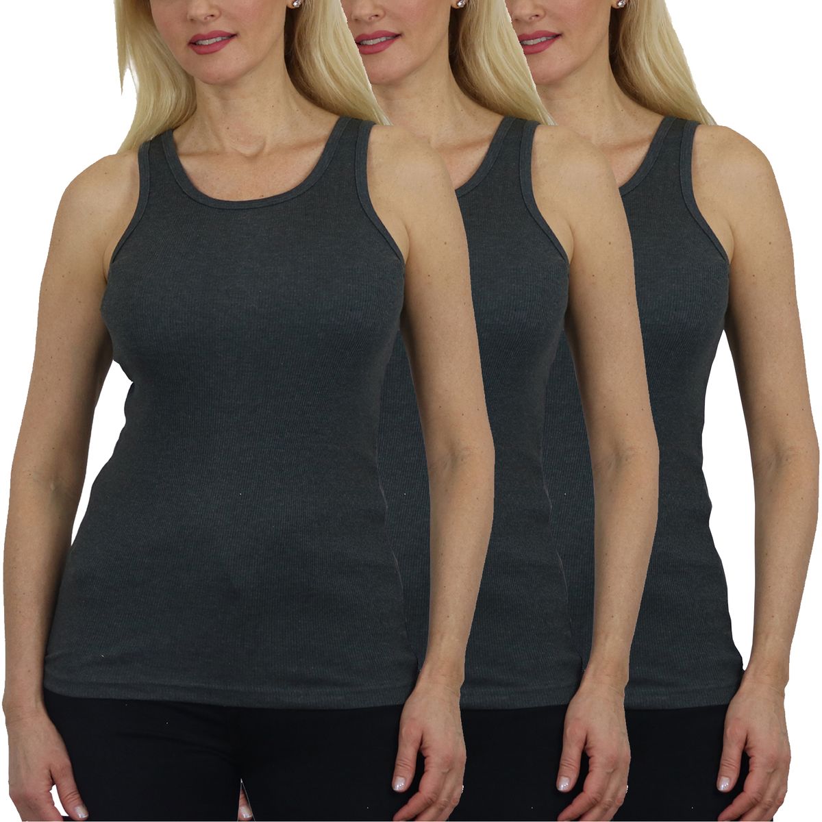 Women's Ribbed Tank Tops (3-Pack) - MTT-1000-CH-CH-CH / 2XL