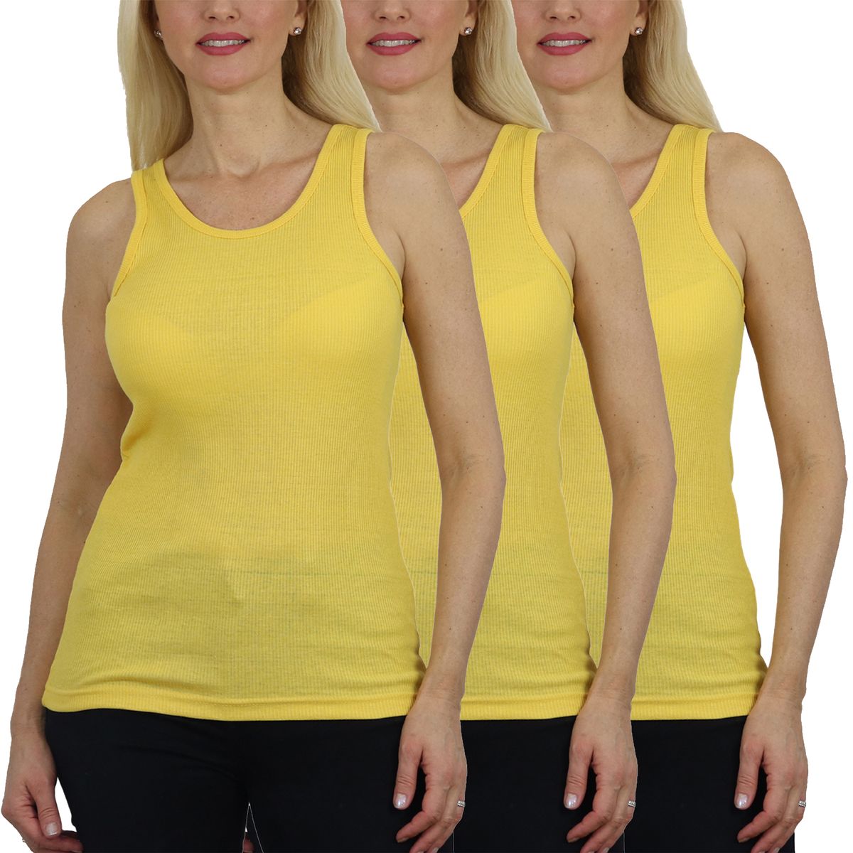 Women's Ribbed Tank Tops (3-Pack) - MTT-1000-LM-LM-LM / 2XL