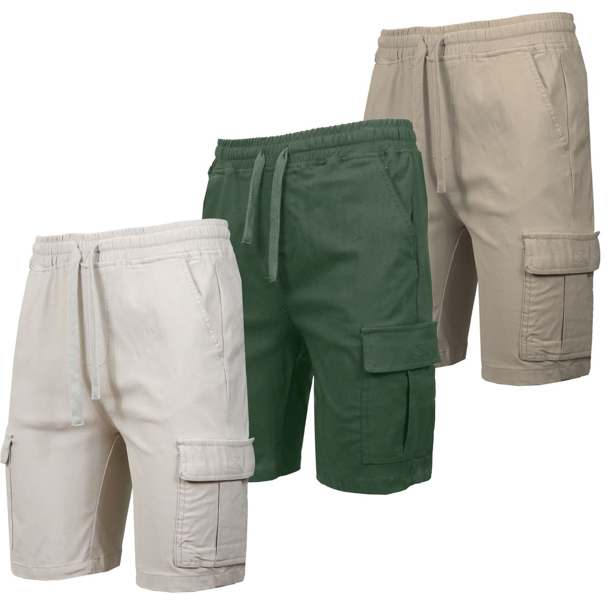 Men&rsquo;s Stretch Pull-On Cargo Shorts (3-Pack) - MSSCS-01-ST-OL-KK - XL