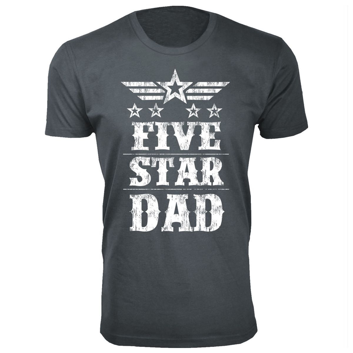 Men's Five Star Dad/Grandpa T-shirt - Men's Five Star Father's Day T-shirts - Dad - Charcoal / L