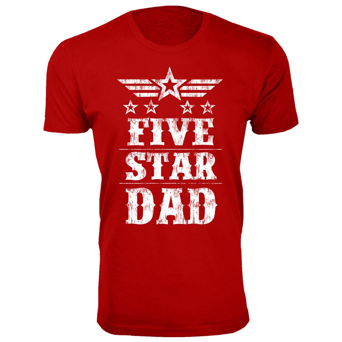 Mens Five Star DadGrandpa Tshirt  Mens Five Star Fathers Day Tshirts  Dad  Red  L