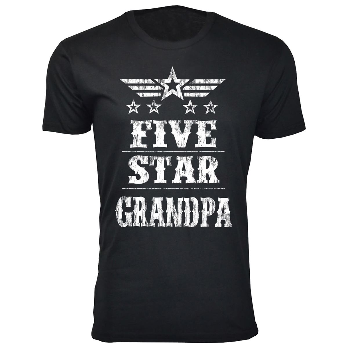 Mens Five Star DadGrandpa Tshirt  Mens Five Star Fathers Day Tshirts  Grandpa  Black  L