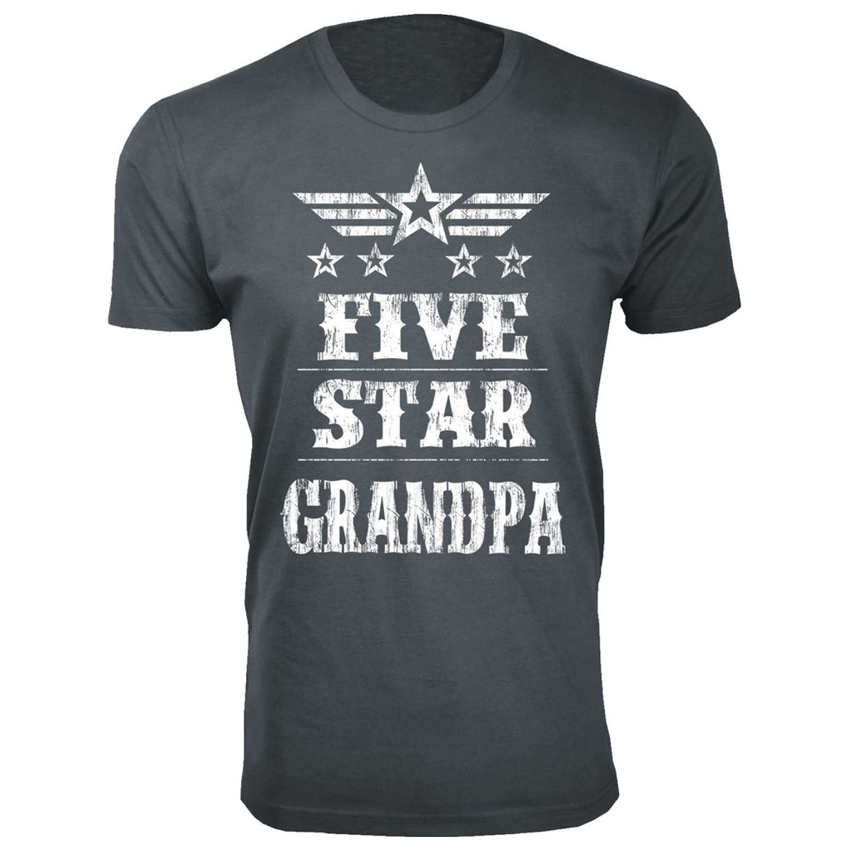 Mens Five Star DadGrandpa Tshirt  Mens Five Star Fathers Day Tshirts  Grandpa  Charcoal  L