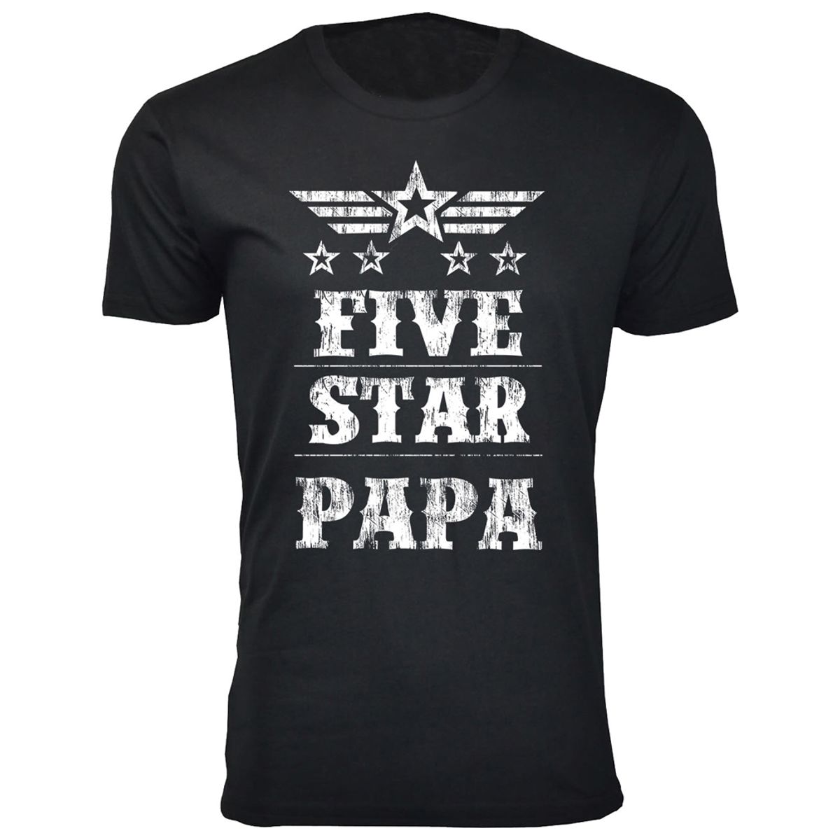 Mens Five Star DadGrandpa Tshirt  Mens Five Star Fathers Day Tshirts  Papa  Black  XL