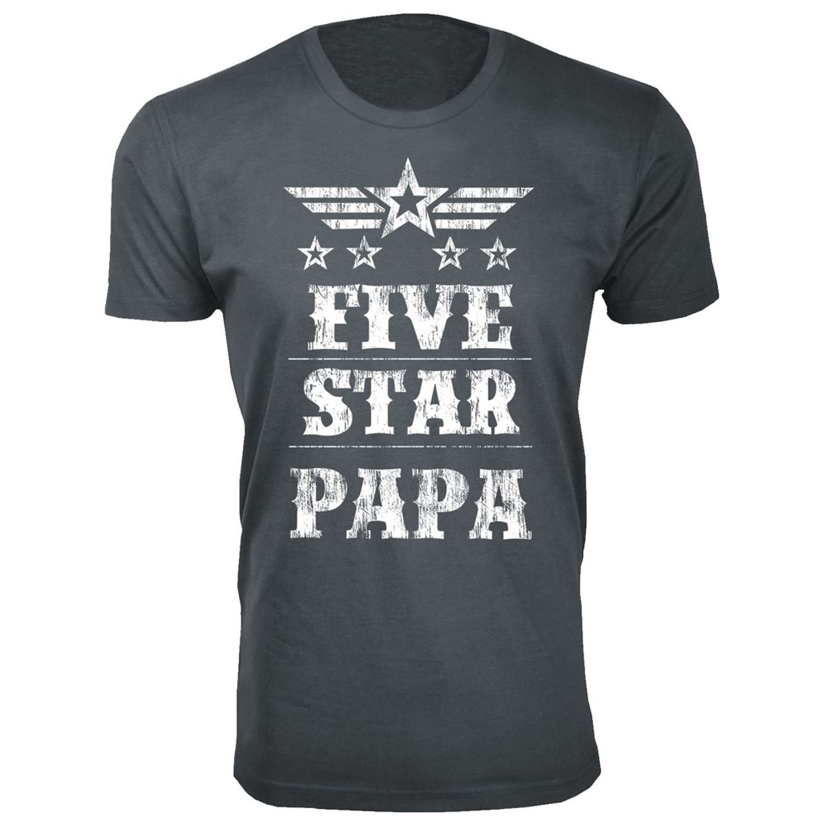 Mens Five Star DadGrandpa Tshirt  Mens Five Star Fathers Day Tshirts  Papa  Charcoal  M