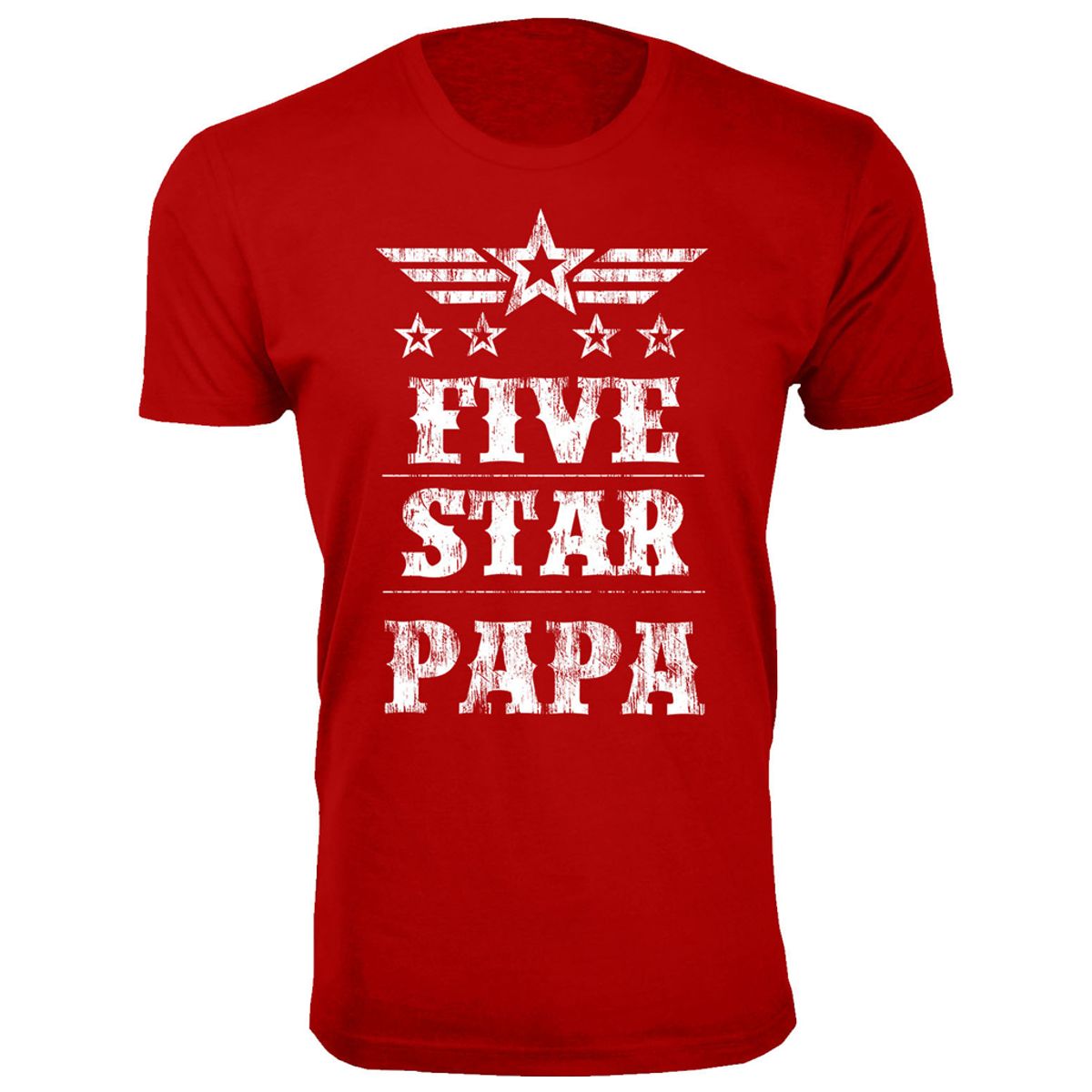 Mens Five Star DadGrandpa Tshirt  Mens Five Star Fathers Day Tshirts  Papa  Red  2XL