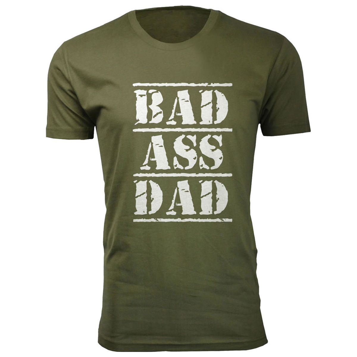 Men's Funny Dad Cotton T-Shirts  - Bad Ass Dad / Military Green / LG