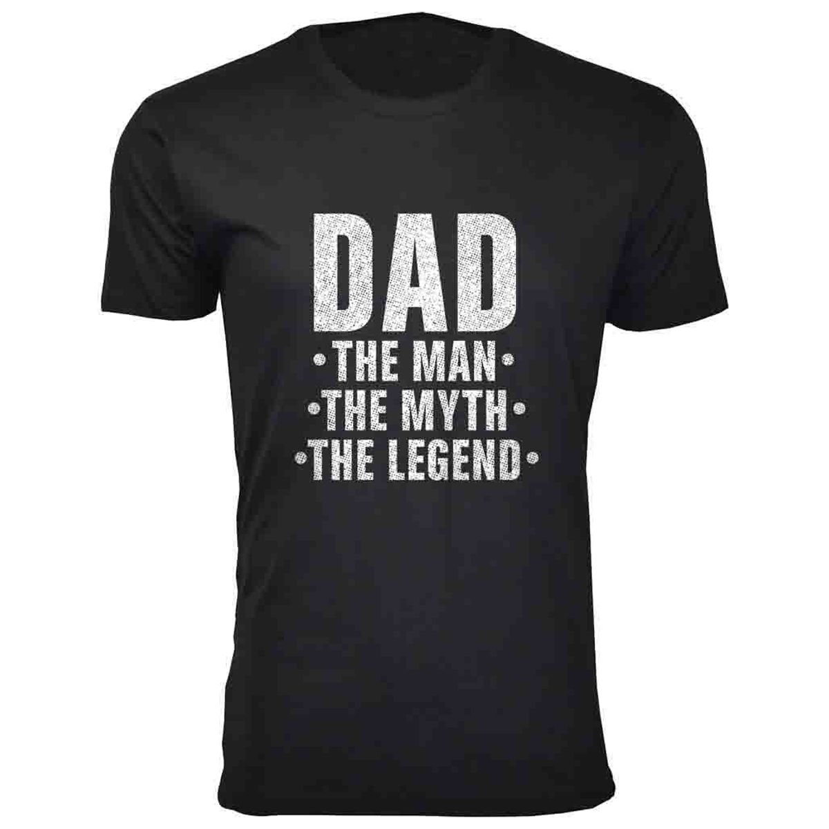 Men's Funny Dad Cotton T-Shirts - Dad The Man The Myth The Legend / Black / MD