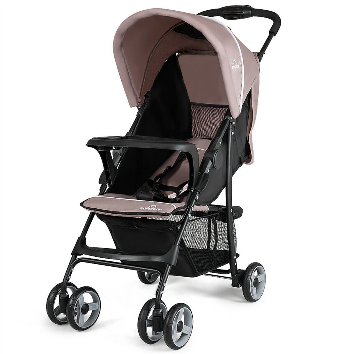 Costway Toddler Foldable Lightweight Stroller Travel Pushchair 5-Point Safety System - Brown