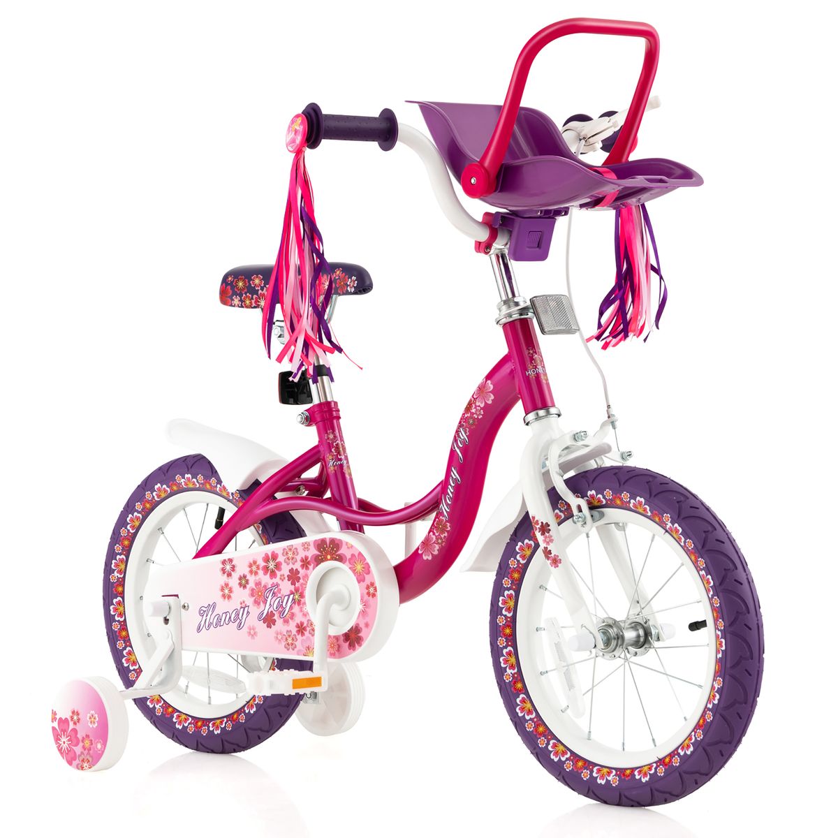 Kids Bike with Doll Seat and Training Wheels  14 Kids Bike
