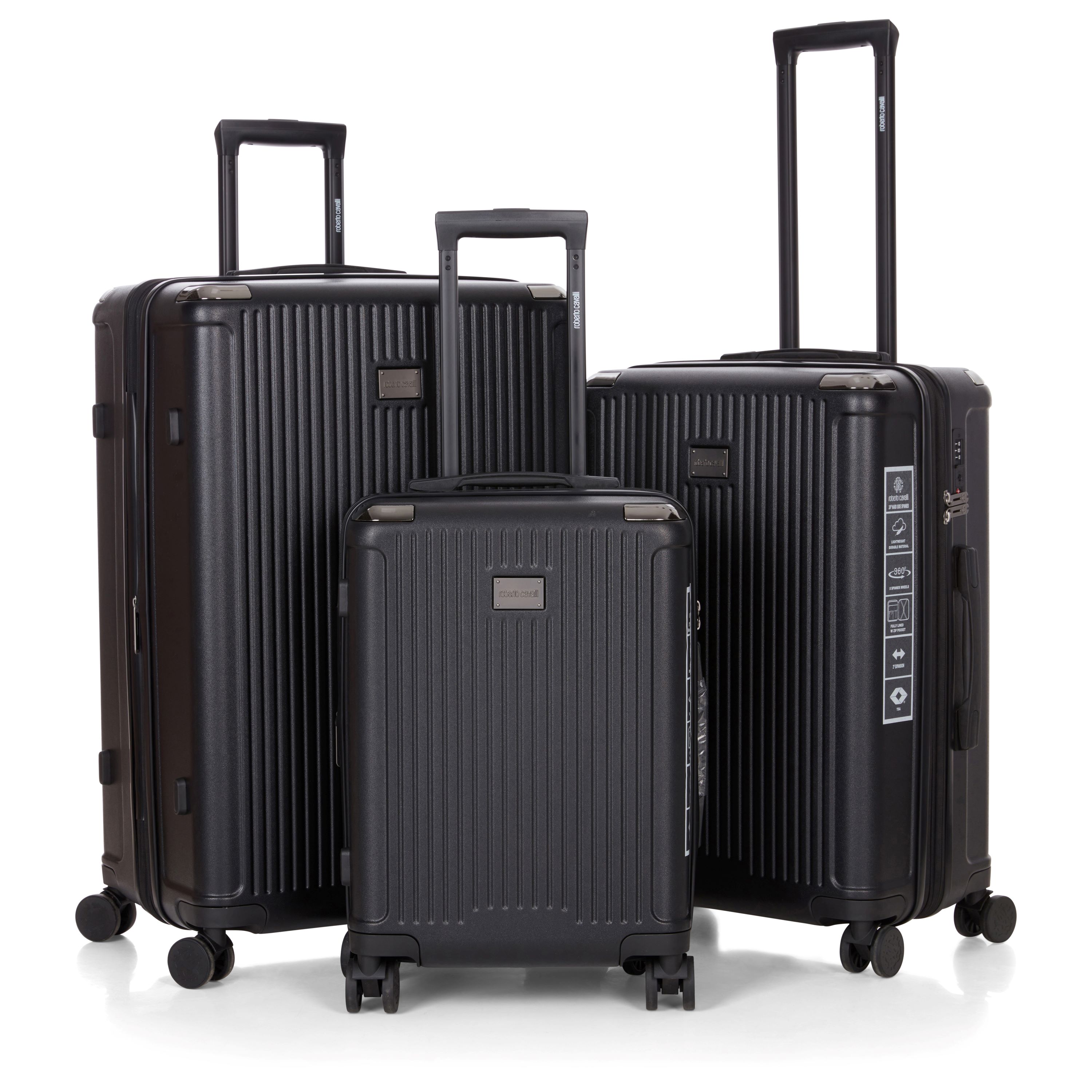 Roberto Cavalli Luxury 3-Piece Luggage Set - YUMA Black