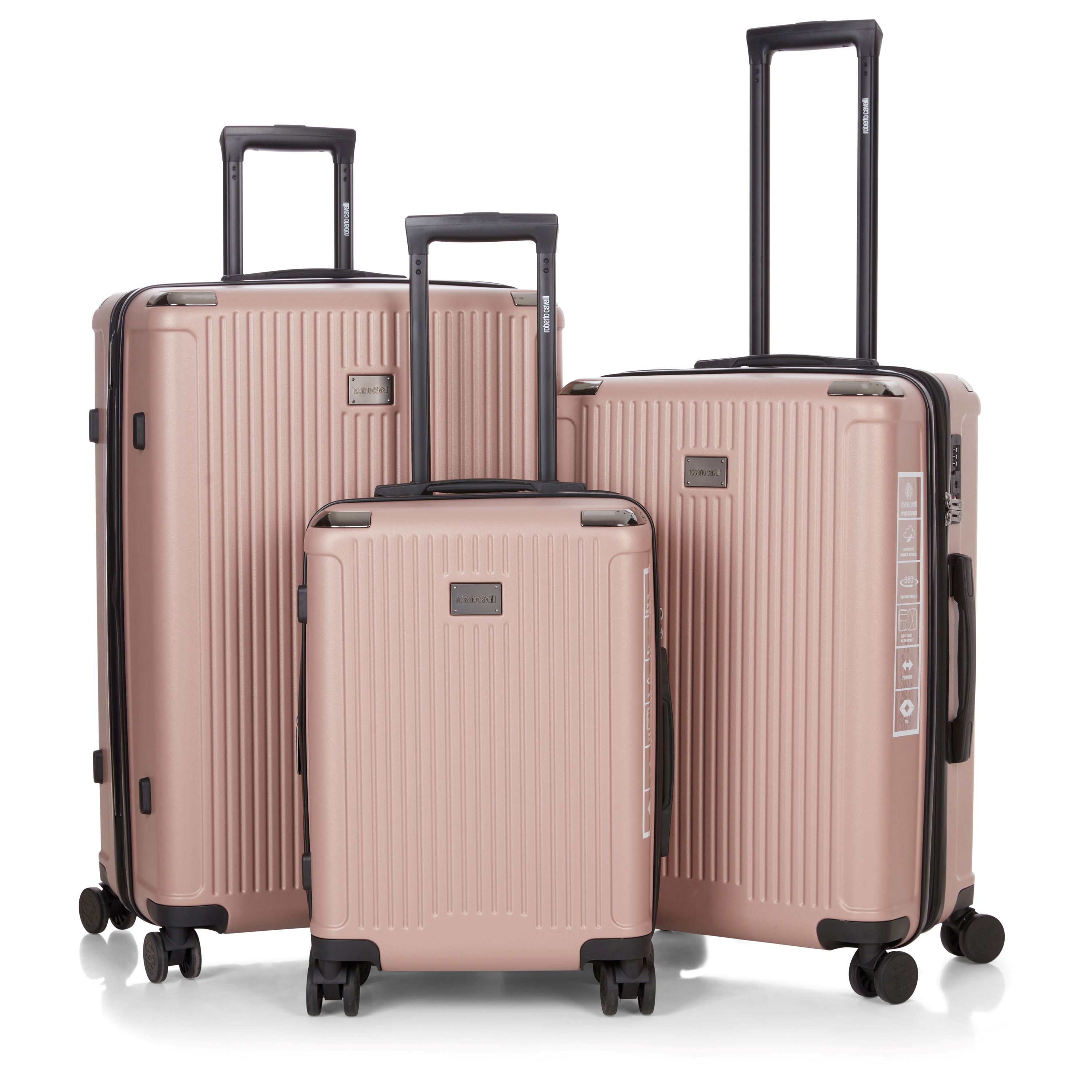 Roberto Cavalli Luxury 3-Piece Luggage Set - YUMA Pink