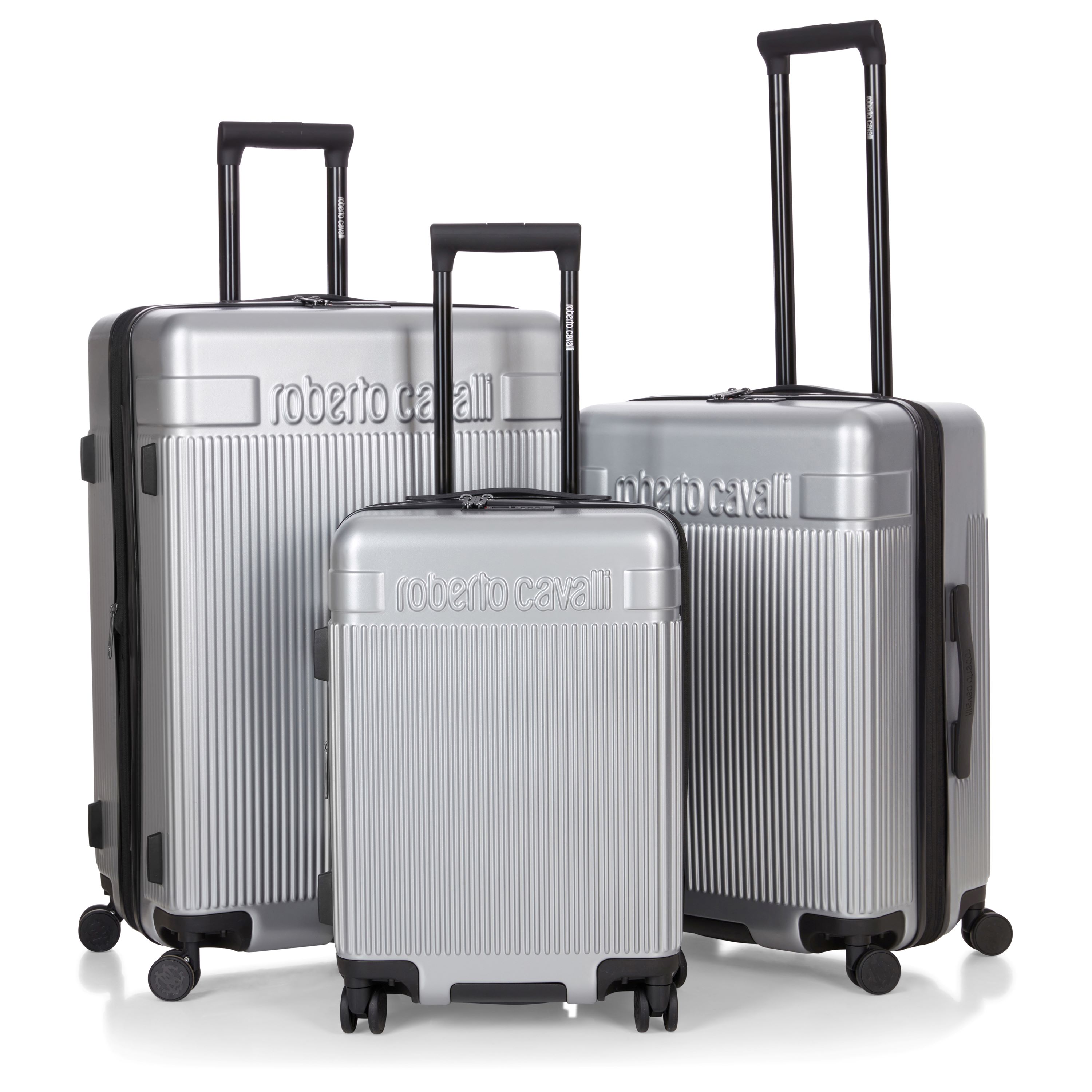 Roberto Cavalli Luxury 3-Piece Luggage Set - MILANO Silver