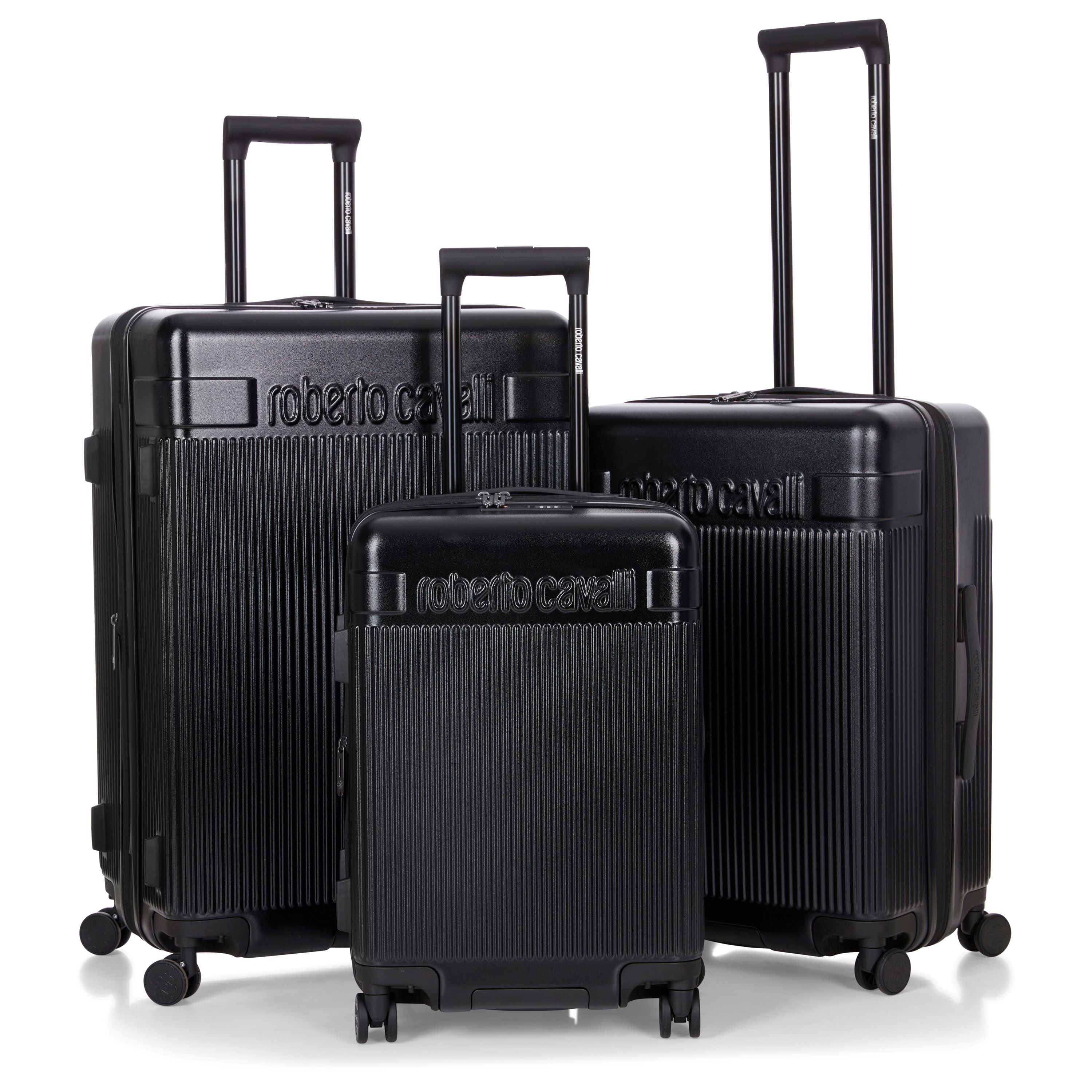Roberto Cavalli Luxury 3-Piece Luggage Set - MILANO Black