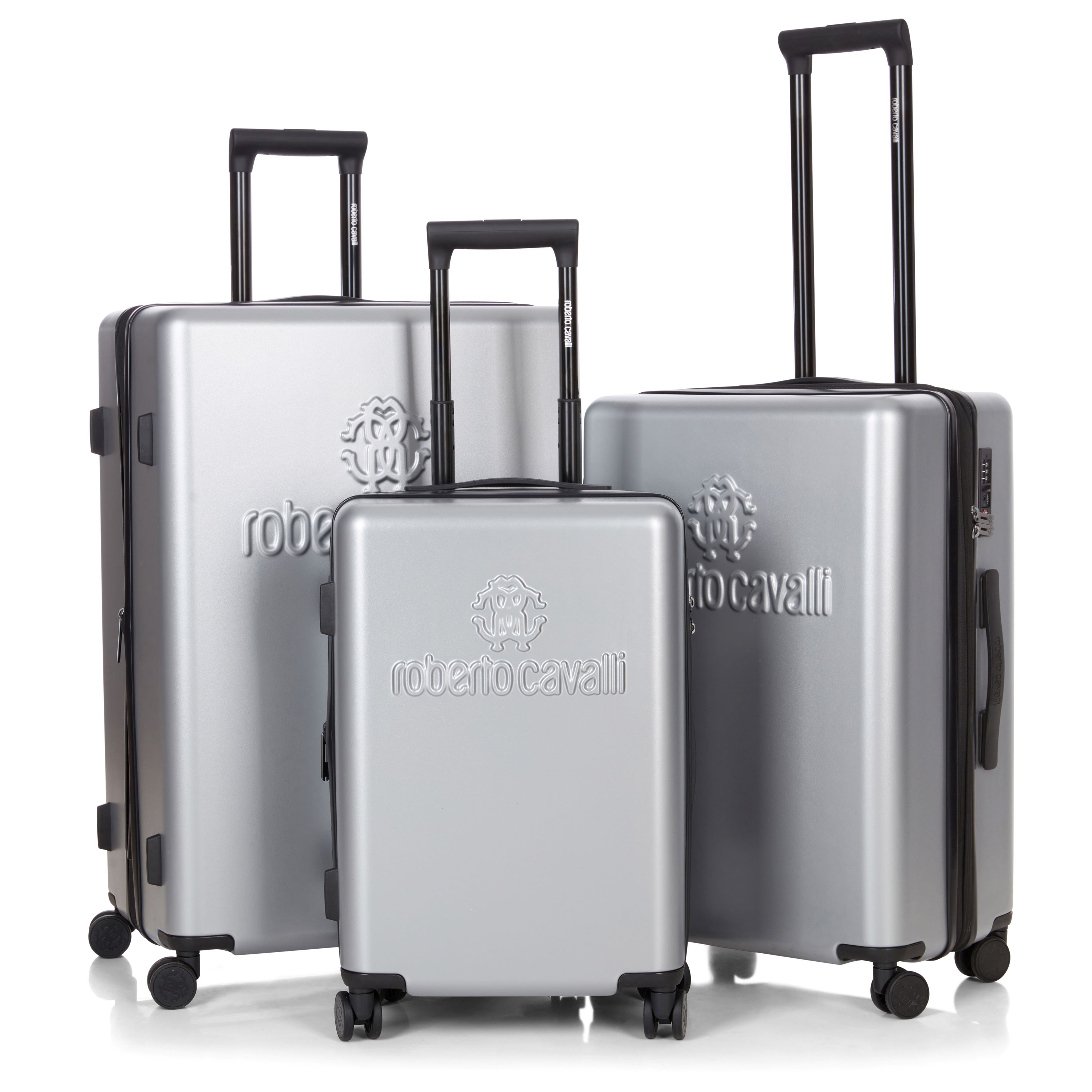 Roberto Cavalli Luxury 3-Piece Luggage Set - LOGO Silver-image-SKU15402978