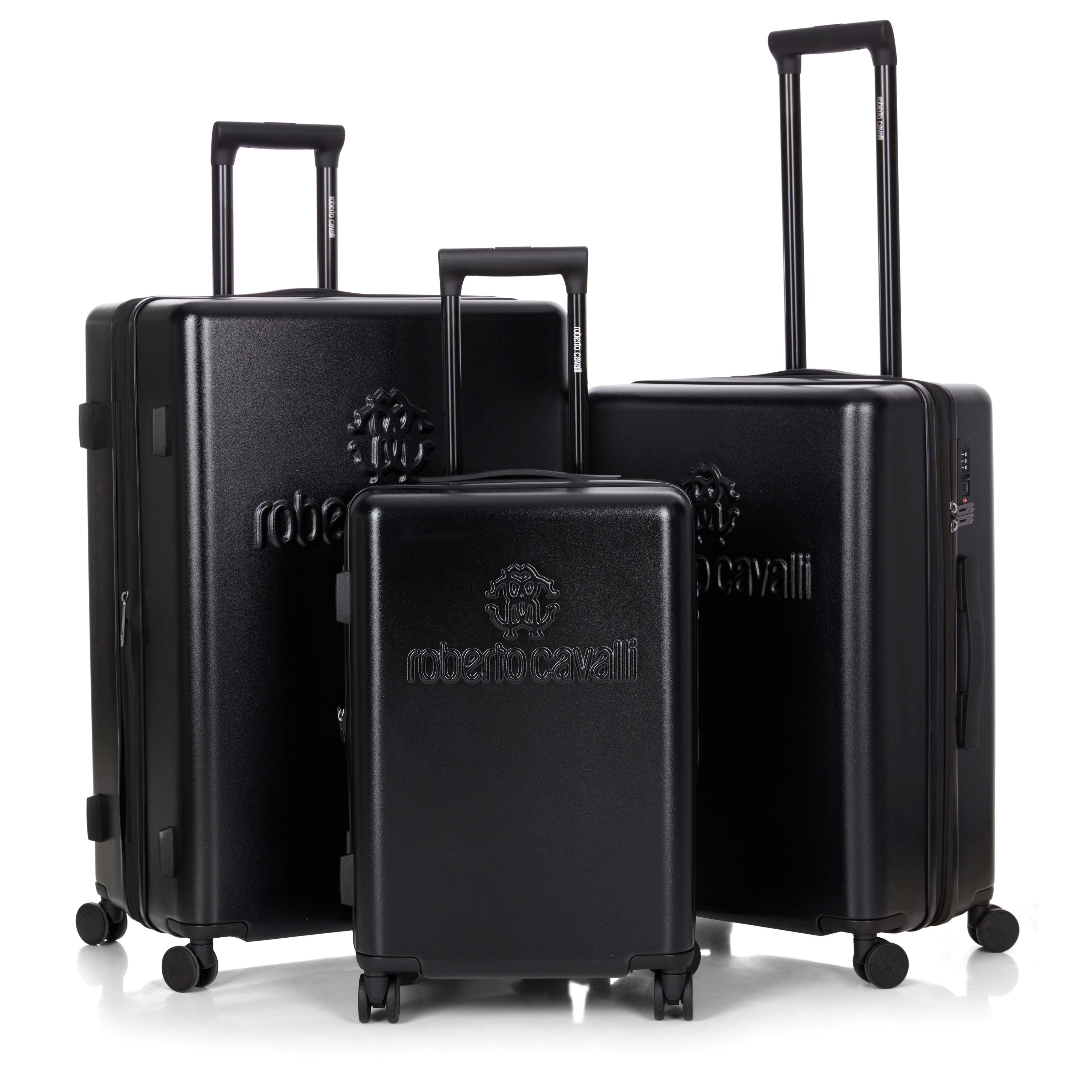 Roberto Cavalli Luxury 3-Piece Luggage Set - LOGO Black