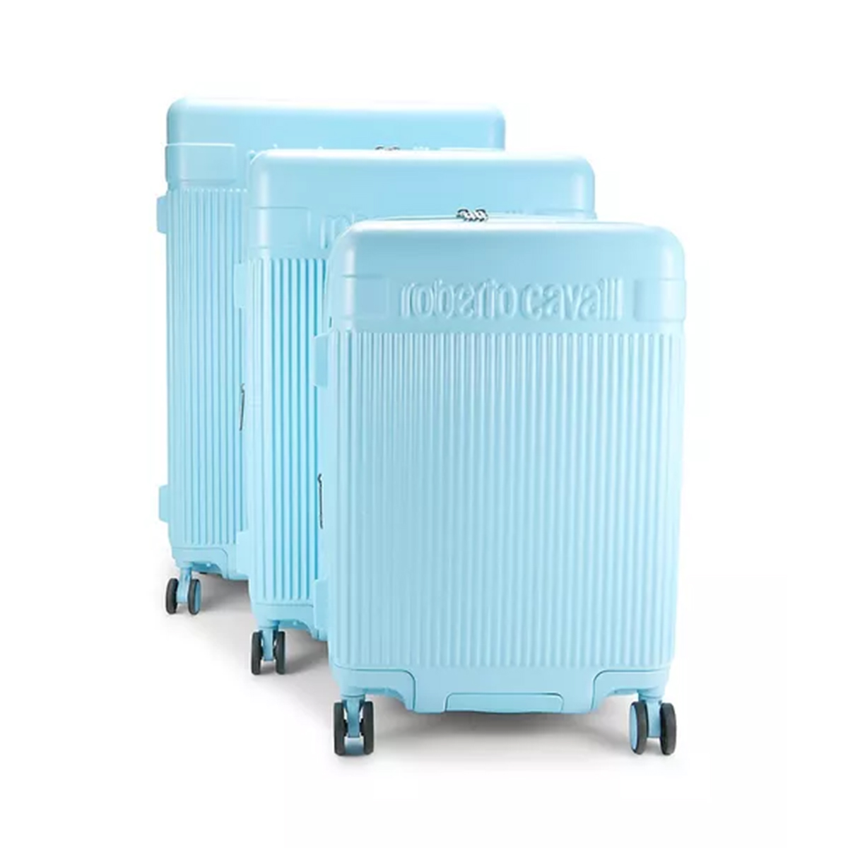 Roberto Cavalli Luxury 3-Piece Luggage Set - Baby Blue