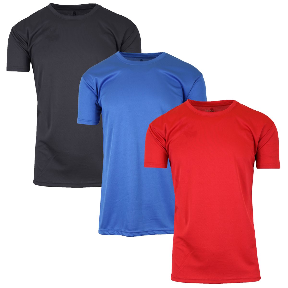 Men's Moisture-Wicking Quick Dry Performance Crew Neck Tee (3-Pack) - MPT-100/BK-MB-RD/L