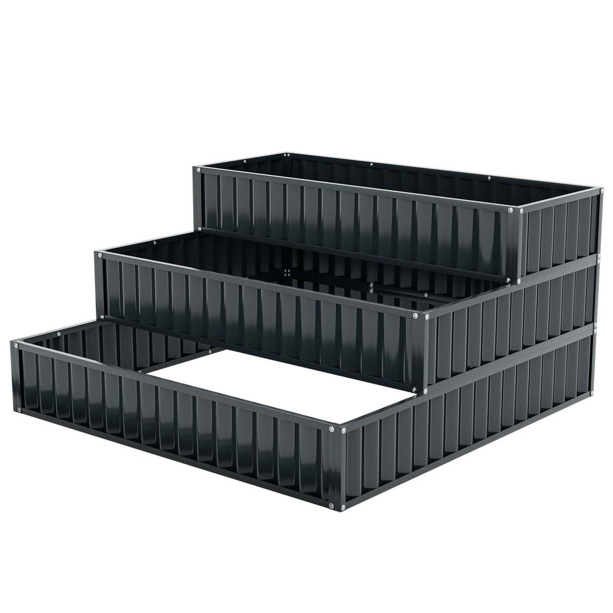 Photos - Flower Pot Costway Heavy-Duty Metal Outdoor 3-Tier Raised Garden Bed Planter Box -  1 Piece 3-Tier Raised HCST06630 