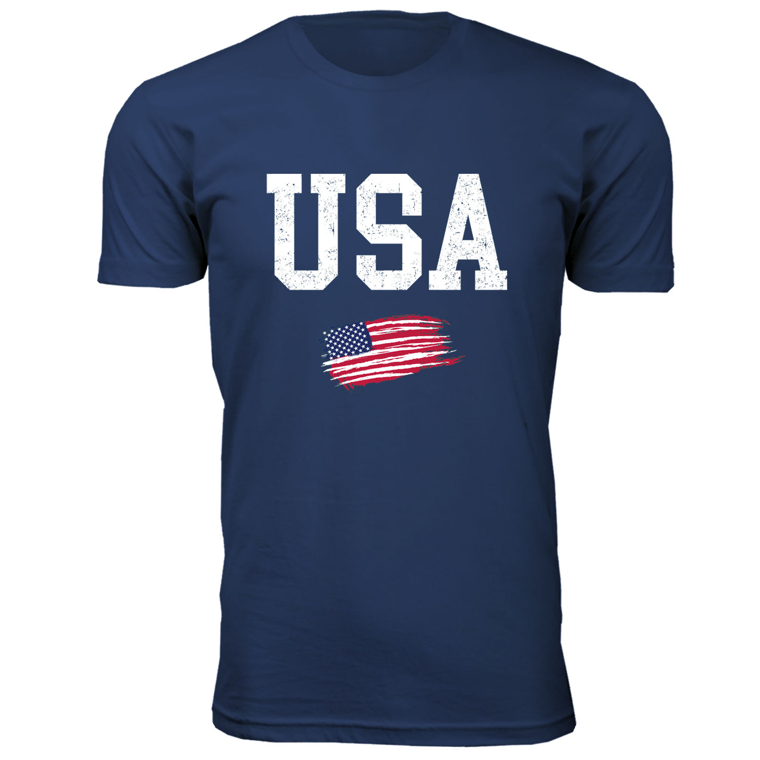 Men's Patriotic USA T-Shirt - USA Grunge Flag - Navy / 3XL