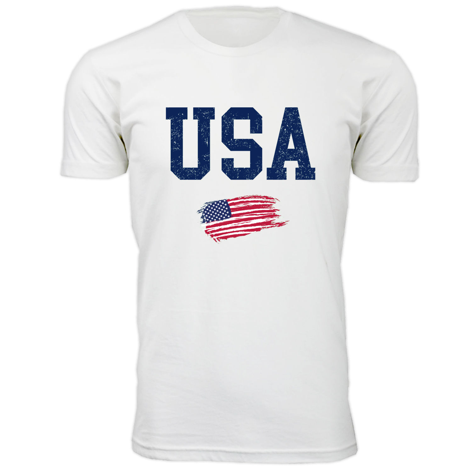Men's Patriotic USA T-Shirt - USA Grunge Flag - White / 3XL