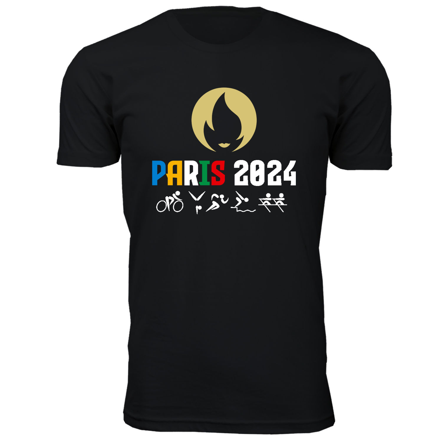 Men's Patriotic USA T-Shirt - Paris 2024 Torch - Black / XL