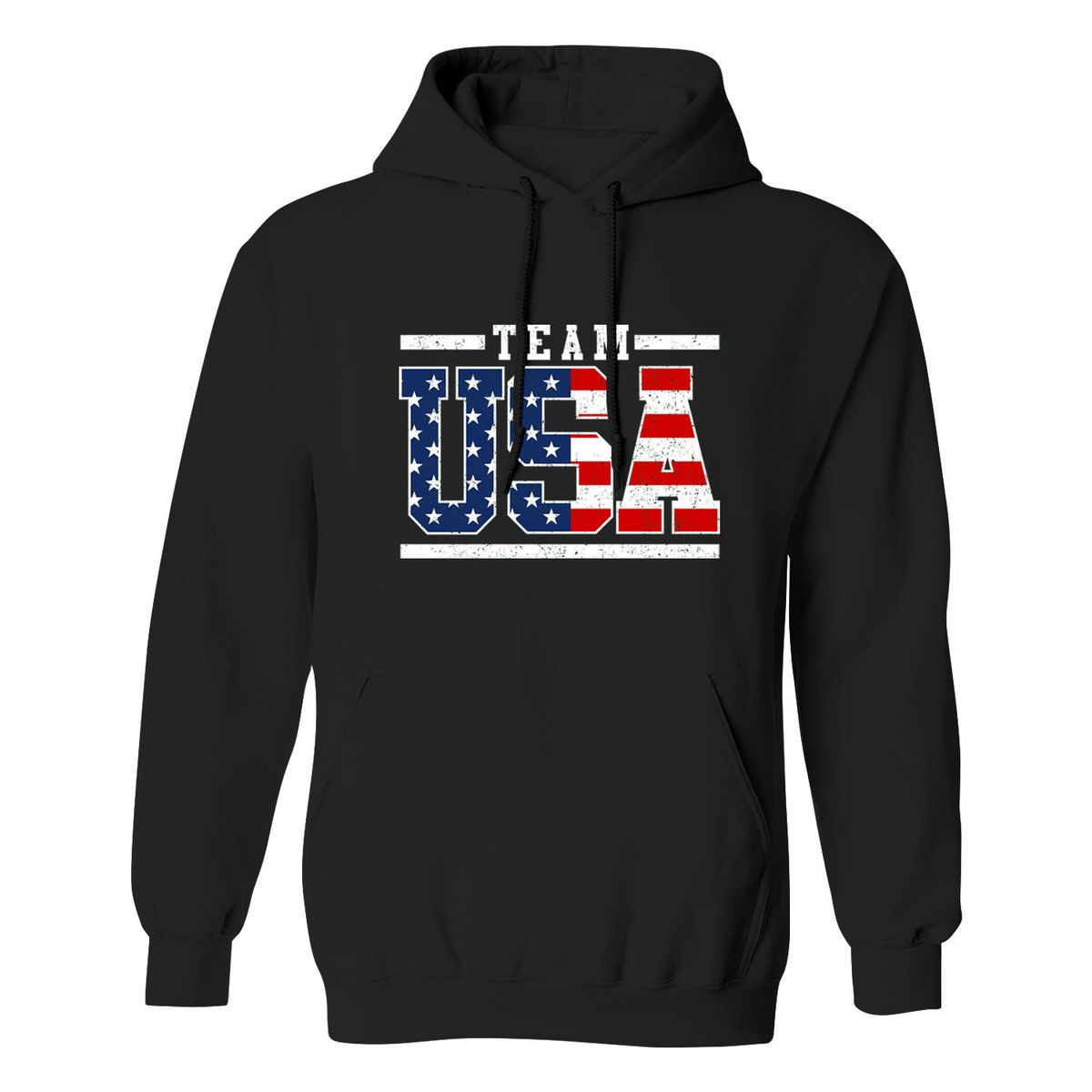 Men's Patriotic USA Pullover Hoodie - Team USA - Black / 2XL
