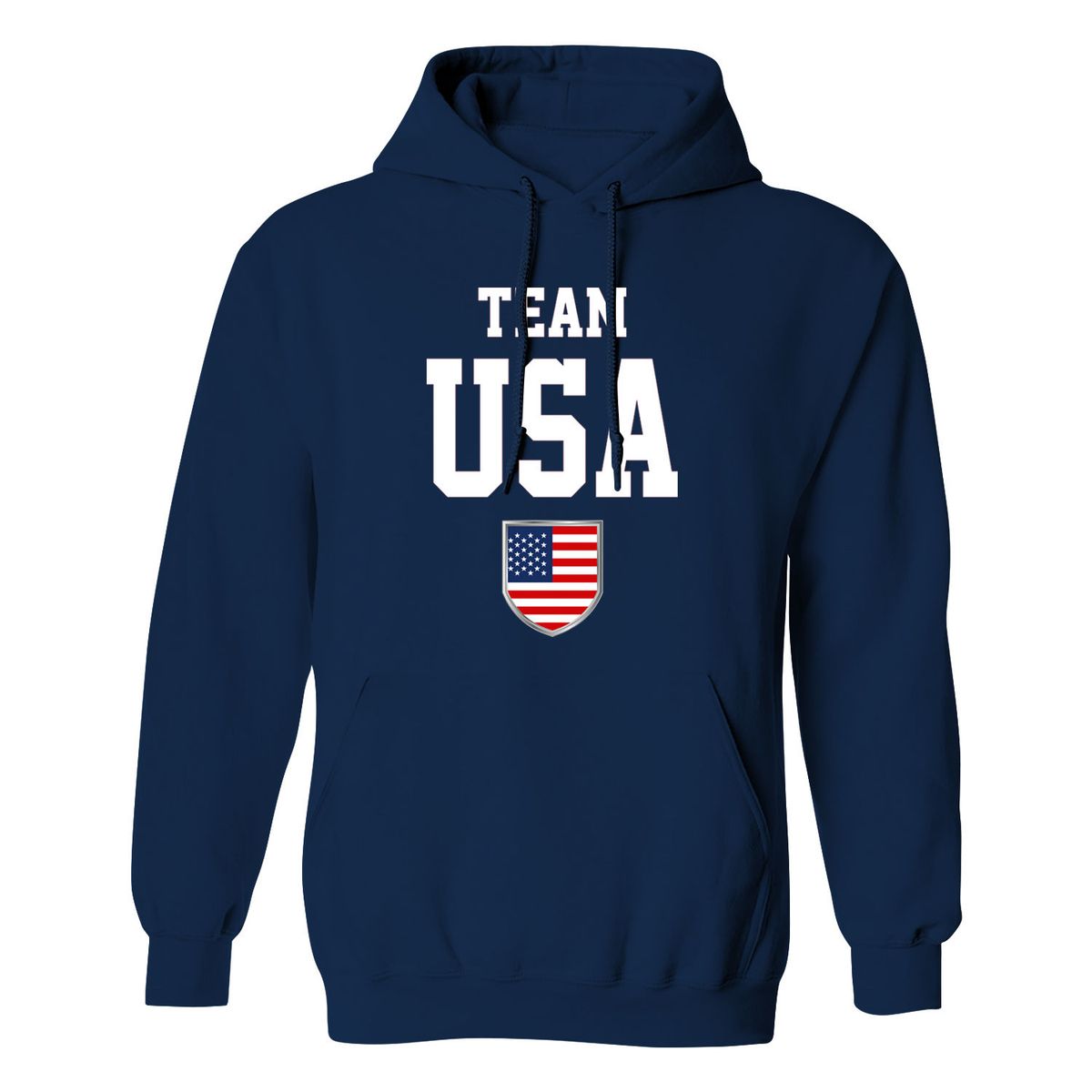 Men's Patriotic USA Pullover Hoodie - Team USA Shield - Navy / 2XL