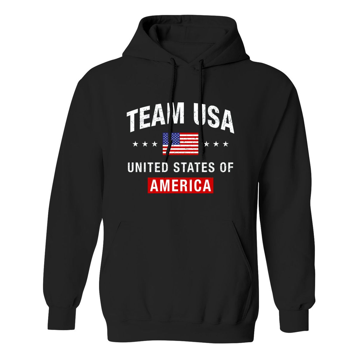 Men's Patriotic USA Pullover Hoodie - Team USA America - Black / M