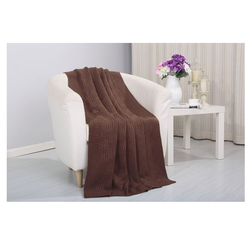 Vintage Knitted Throw Blanket  Pietra  Chocolate