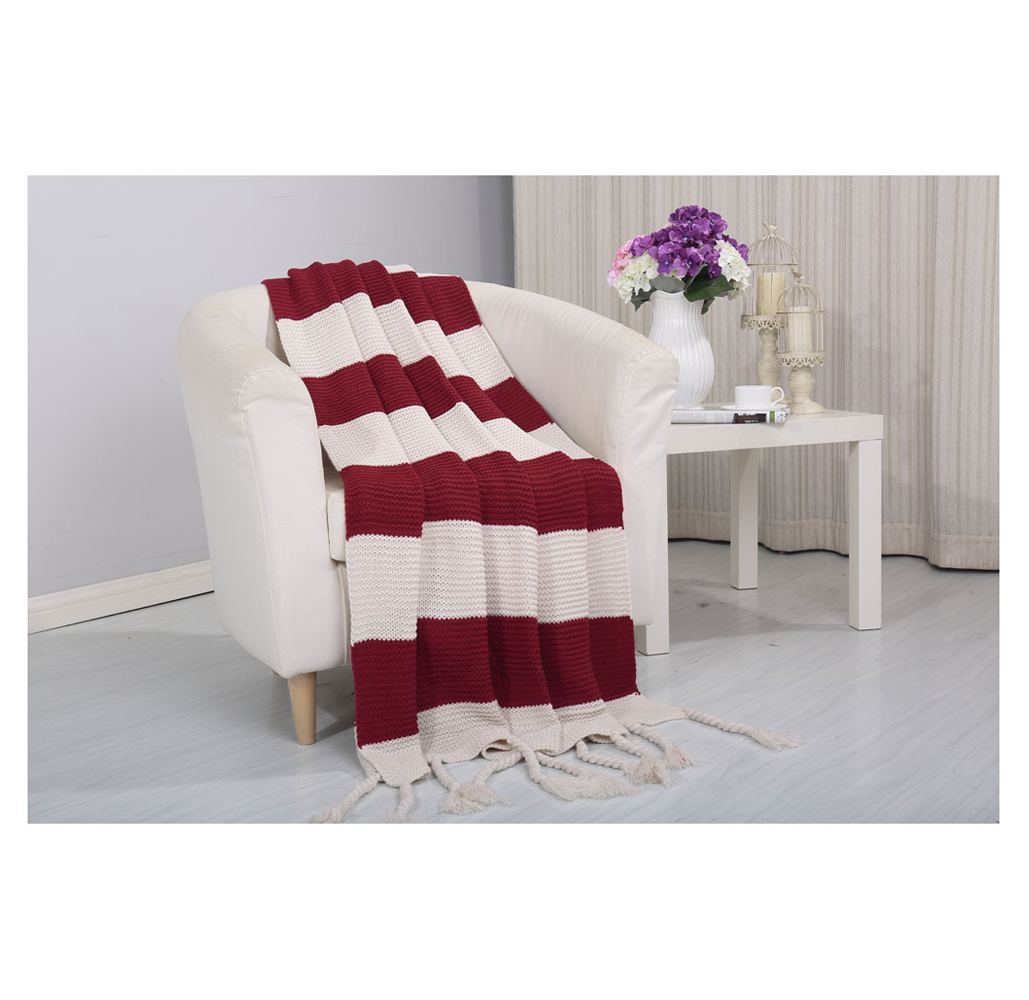 Vintage Knitted Throw Blanket  Vintage  Burgundy