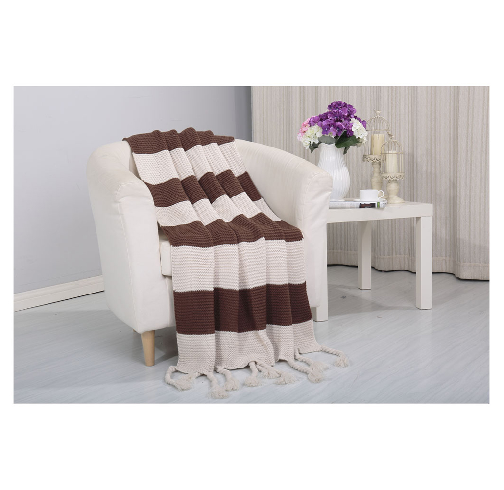 Vintage Knitted Throw Blanket - Vintage - Chocolate