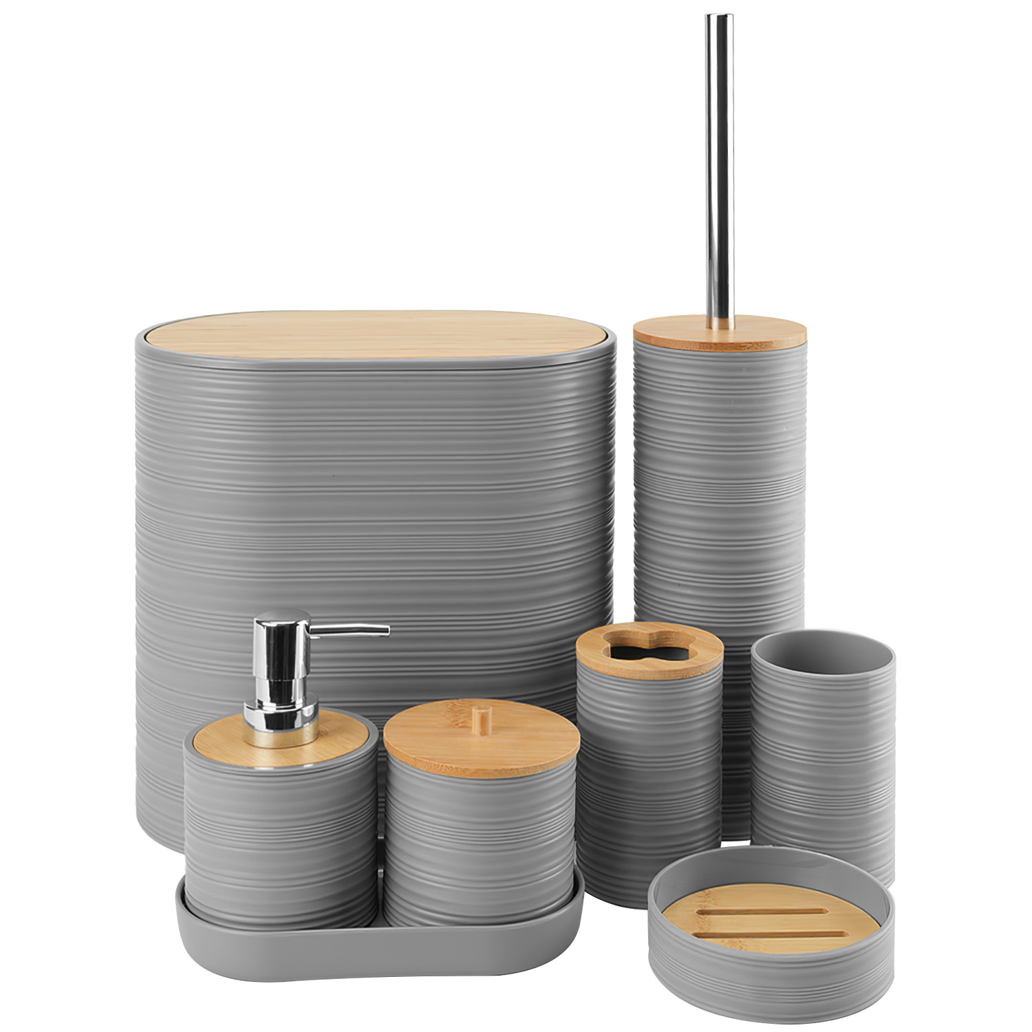 NewHome 8-Piece Bathroom Accessory Set - Grey