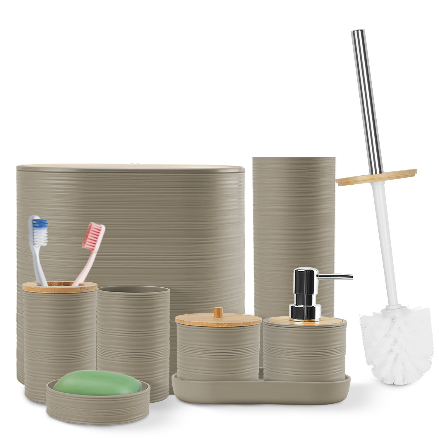 NewHome 8-Piece Bathroom Accessory Set - Coffee