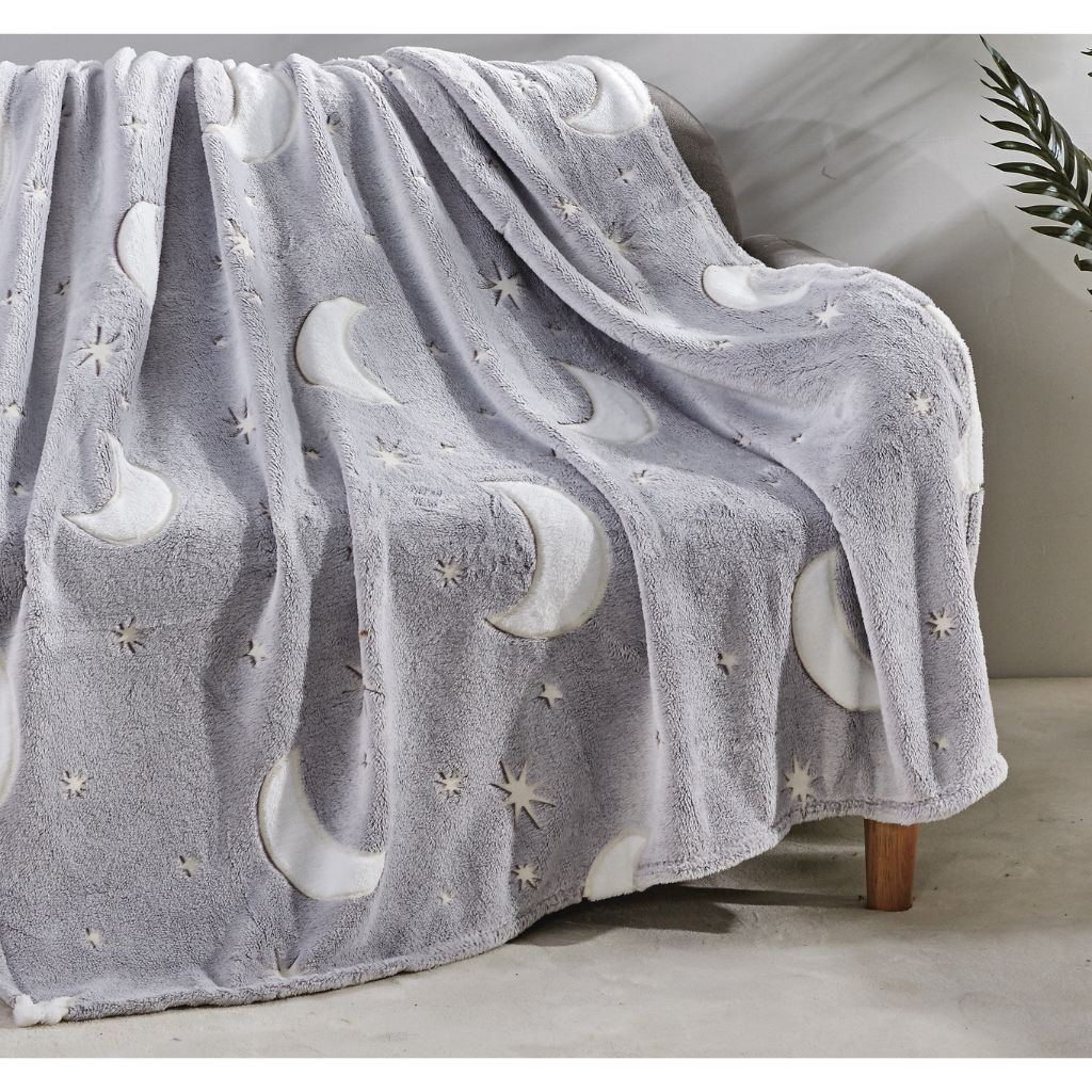 50 x 60-Inch Glow-in-the-Dark Blanket (1- or 2-Pack) - Star & Moon Glow