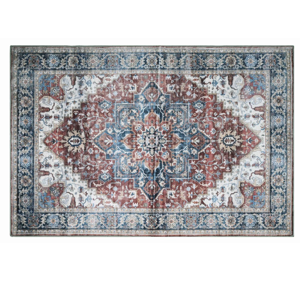 Bibb Home Washable Flannel Accent Rug With Latex Back (2-Pack) - Persian Medallion 24x36 2-Pack